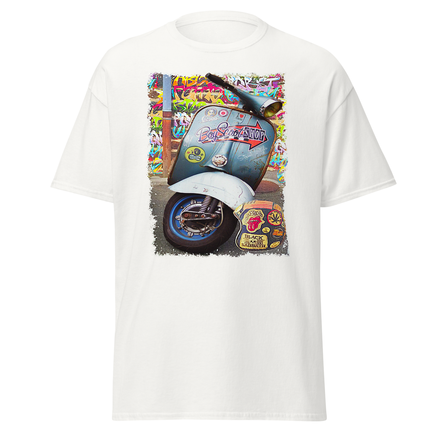 T-shirt Uomo Stampa Scooter Vintage Stile Graffiti Urbano 11011-VES