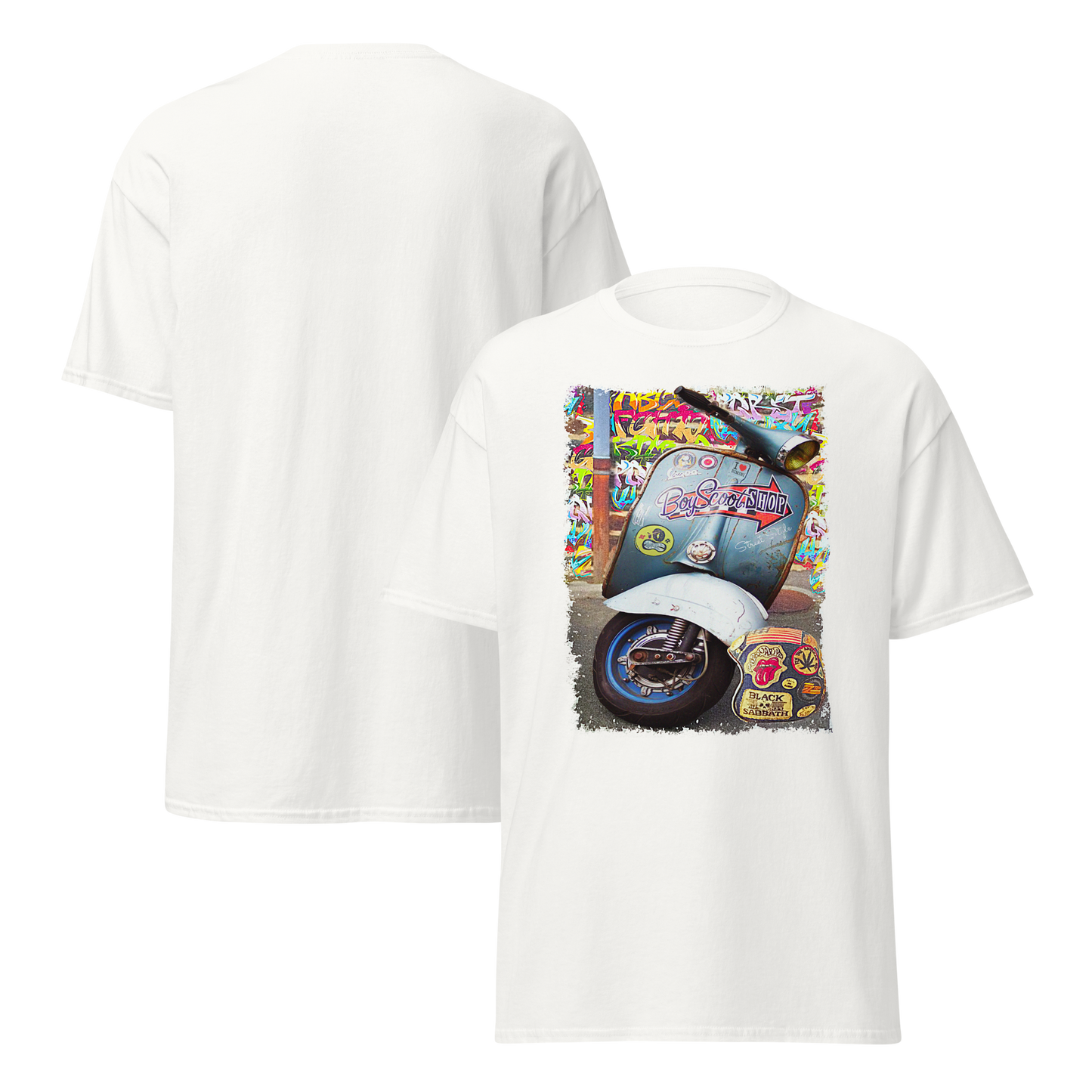 T-shirt Uomo Stampa Scooter Vintage Stile Graffiti Urbano 11011-VES