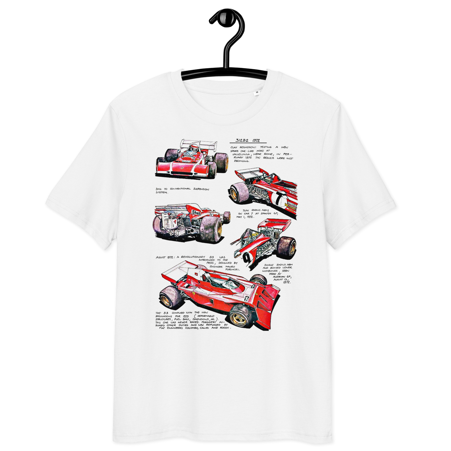 T-shirt F1 Vintage Ferrari 312B2 - Stampa Disegno Tecnico