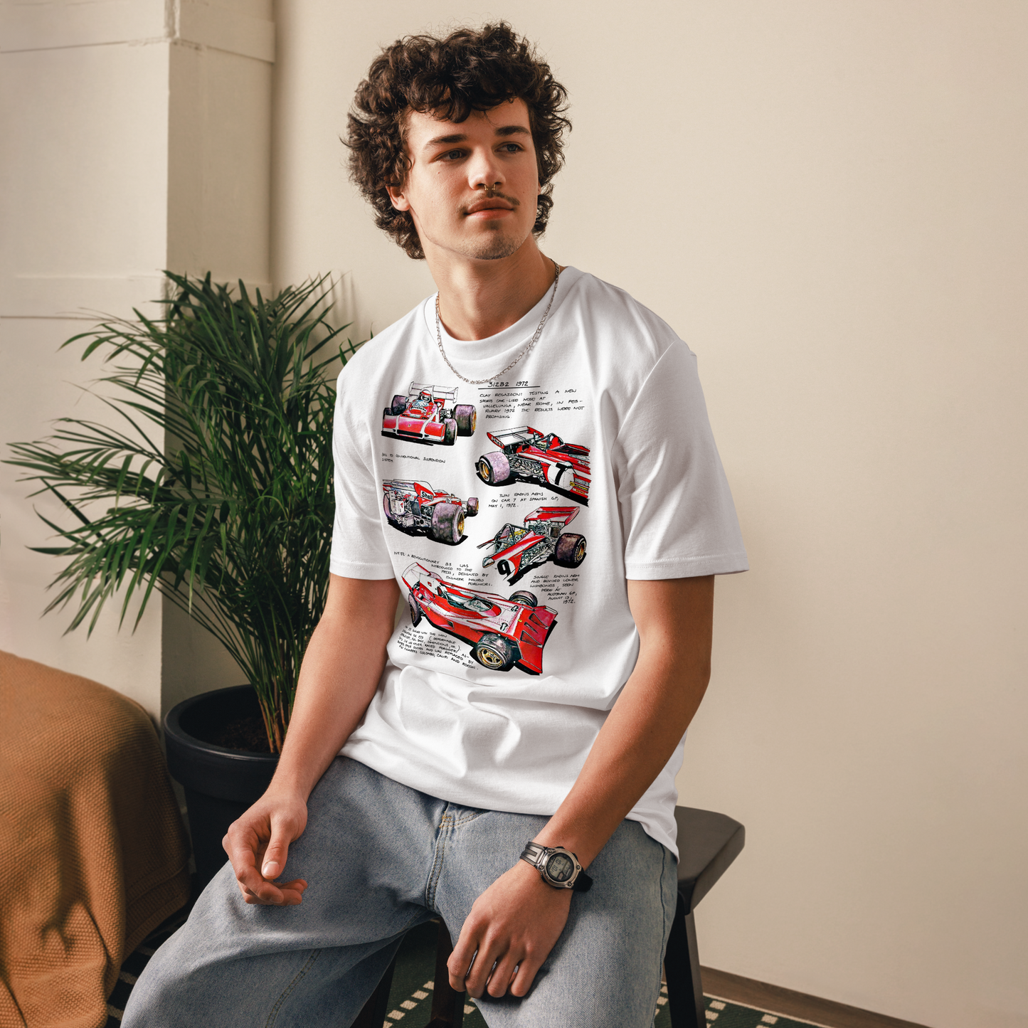 T-shirt F1 Vintage Ferrari 312B2 - Stampa Disegno Tecnico