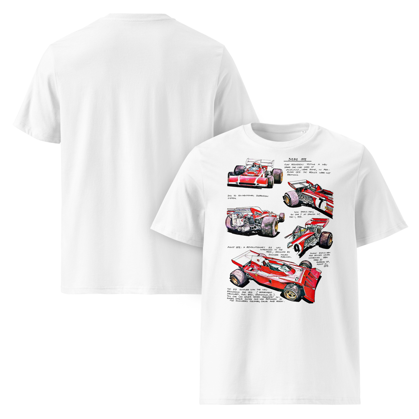 T-shirt F1 Vintage Ferrari 312B2 - Stampa Disegno Tecnico