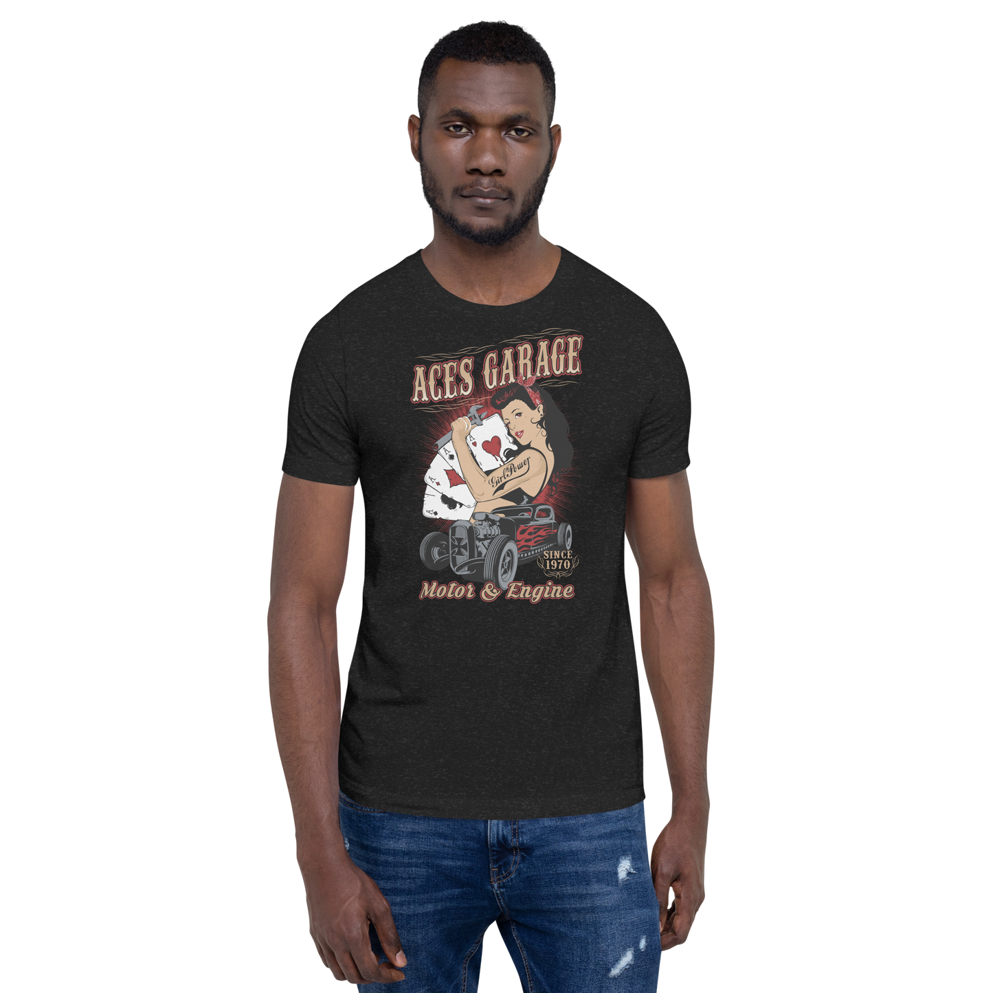 T-shirt Uomo Aces Garage Hot Rod Pin-Up Stile Vintage 10157 Aces garage