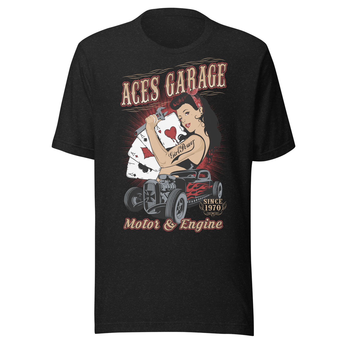 T-shirt Uomo Aces Garage Hot Rod Pin-Up Stile Vintage 10157 Aces garage
