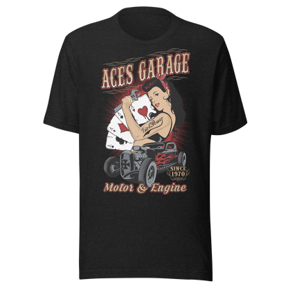 T-shirt Uomo Aces Garage Hot Rod Pin-Up Stile Vintage 10157 Aces garage