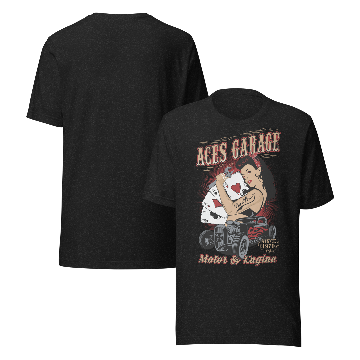 T-shirt Uomo Aces Garage Hot Rod Pin-Up Stile Vintage 10157 Aces garage