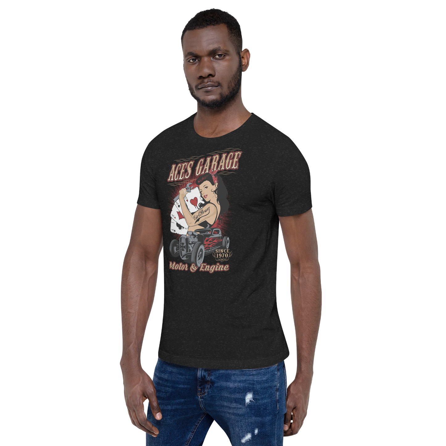T-shirt Uomo Aces Garage Hot Rod Pin-Up Stile Vintage 10157 Aces garage
