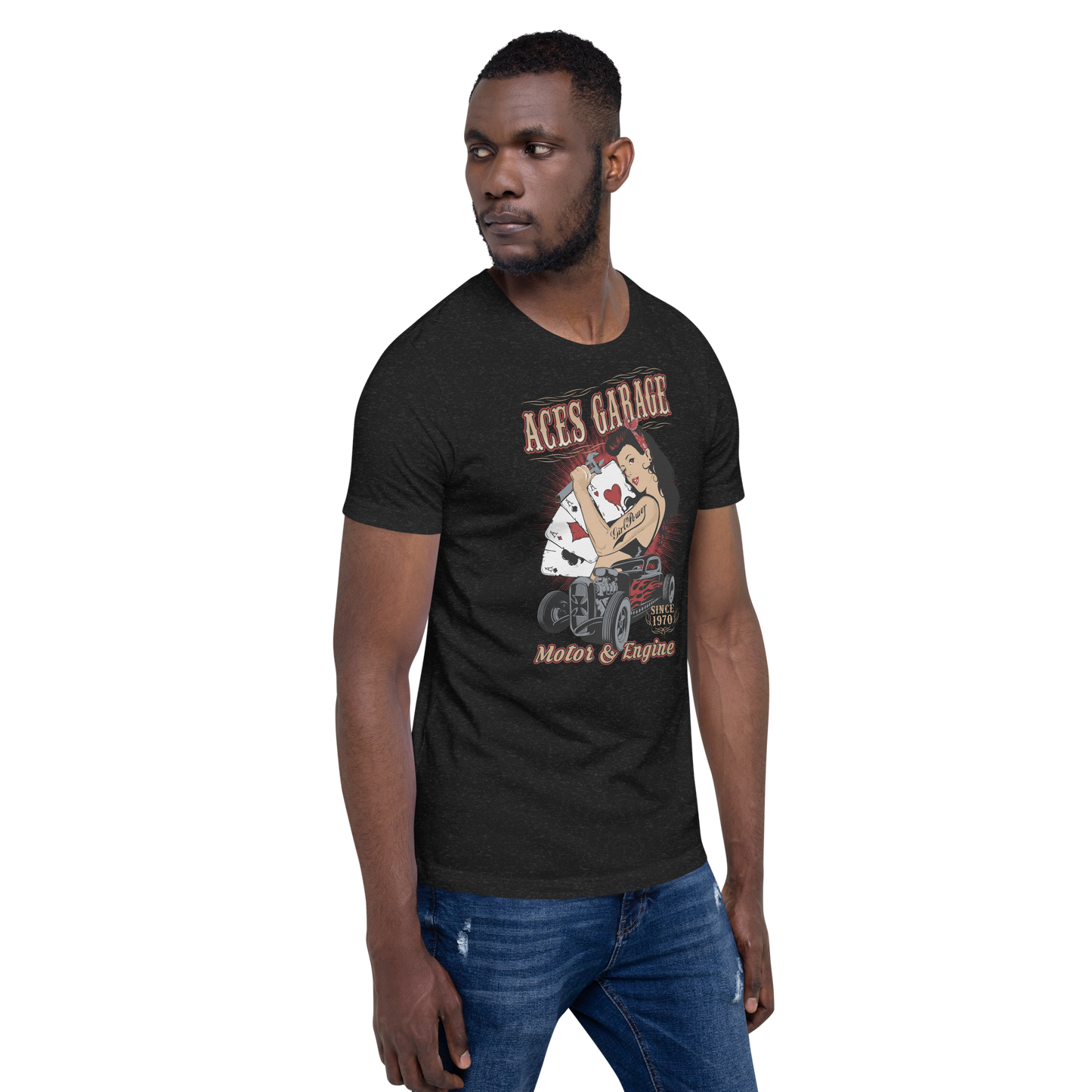 T-shirt Uomo Aces Garage Hot Rod Pin-Up Stile Vintage 10157 Aces garage