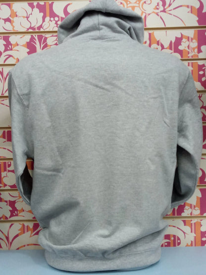 Felpa unisex grigio melange in cotone, stile streetwear urban, retro con cappuccio