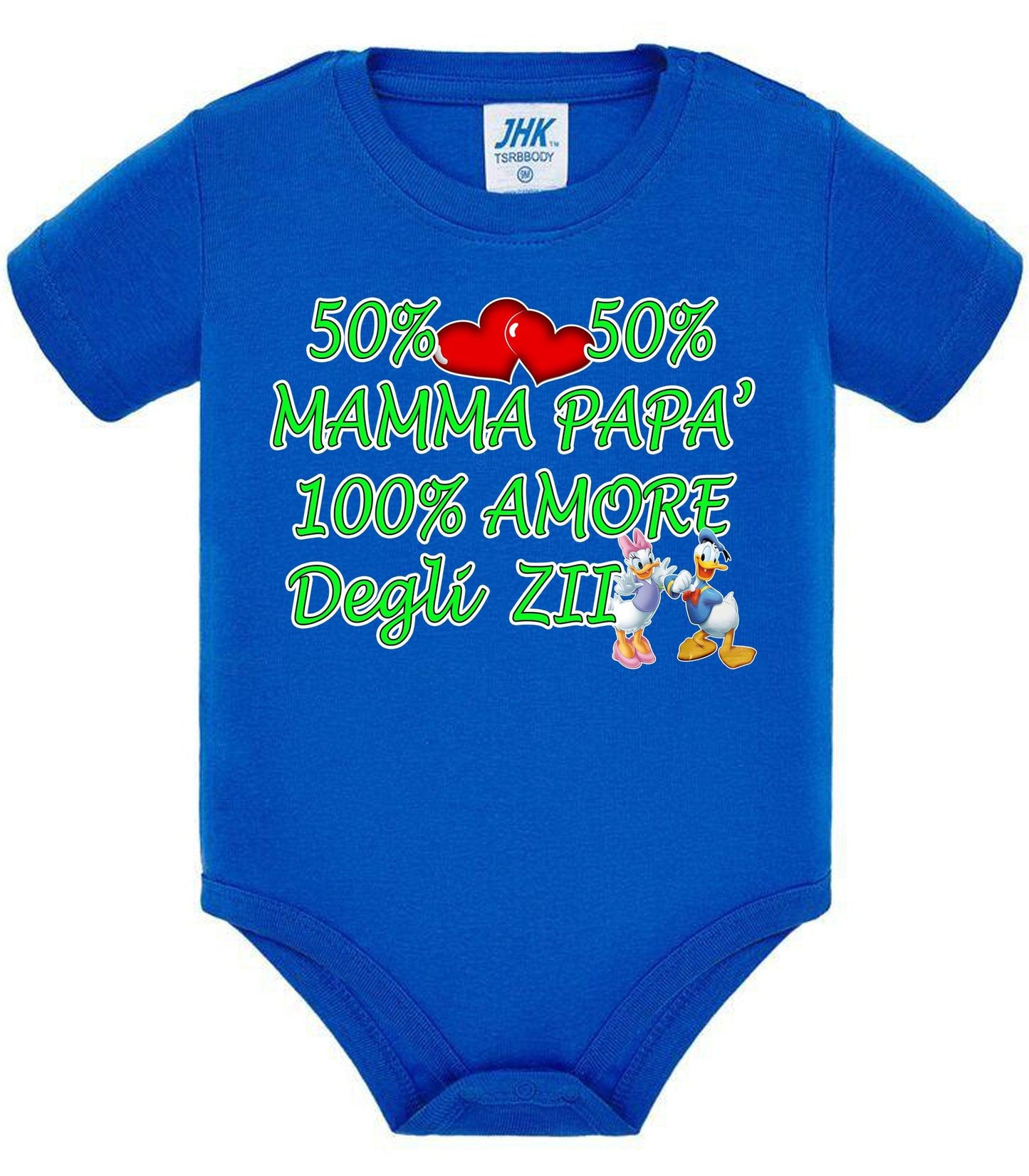 50% mamma 50% papà 100% amore degli ZII Body da bambino/a a maniche corte 100% cotone JHK STREET STYLE PRINT