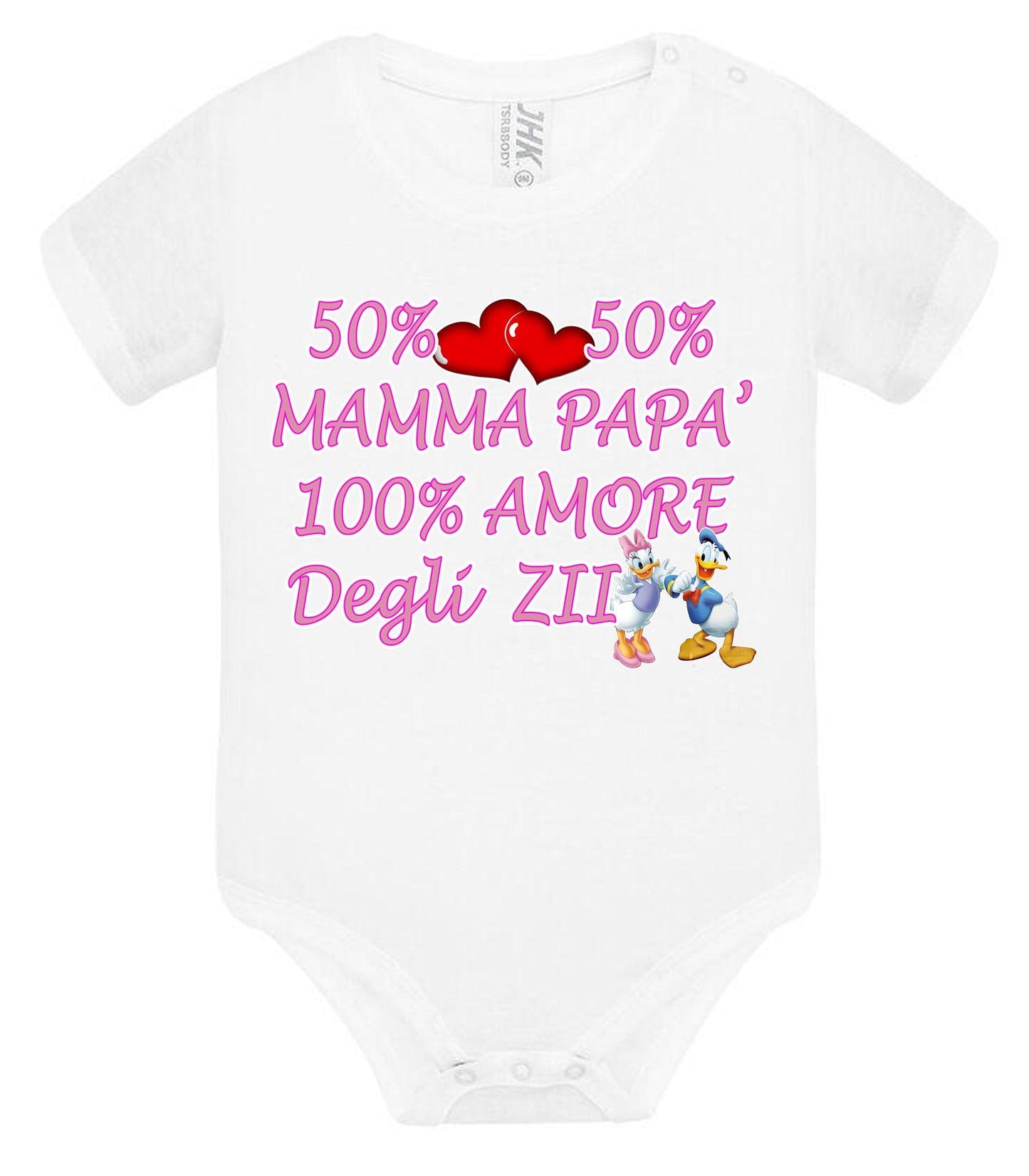 50% mamma 50% papà 100% amore degli ZII Body da bambino/a a maniche corte 100% cotone JHK STREET STYLE PRINT