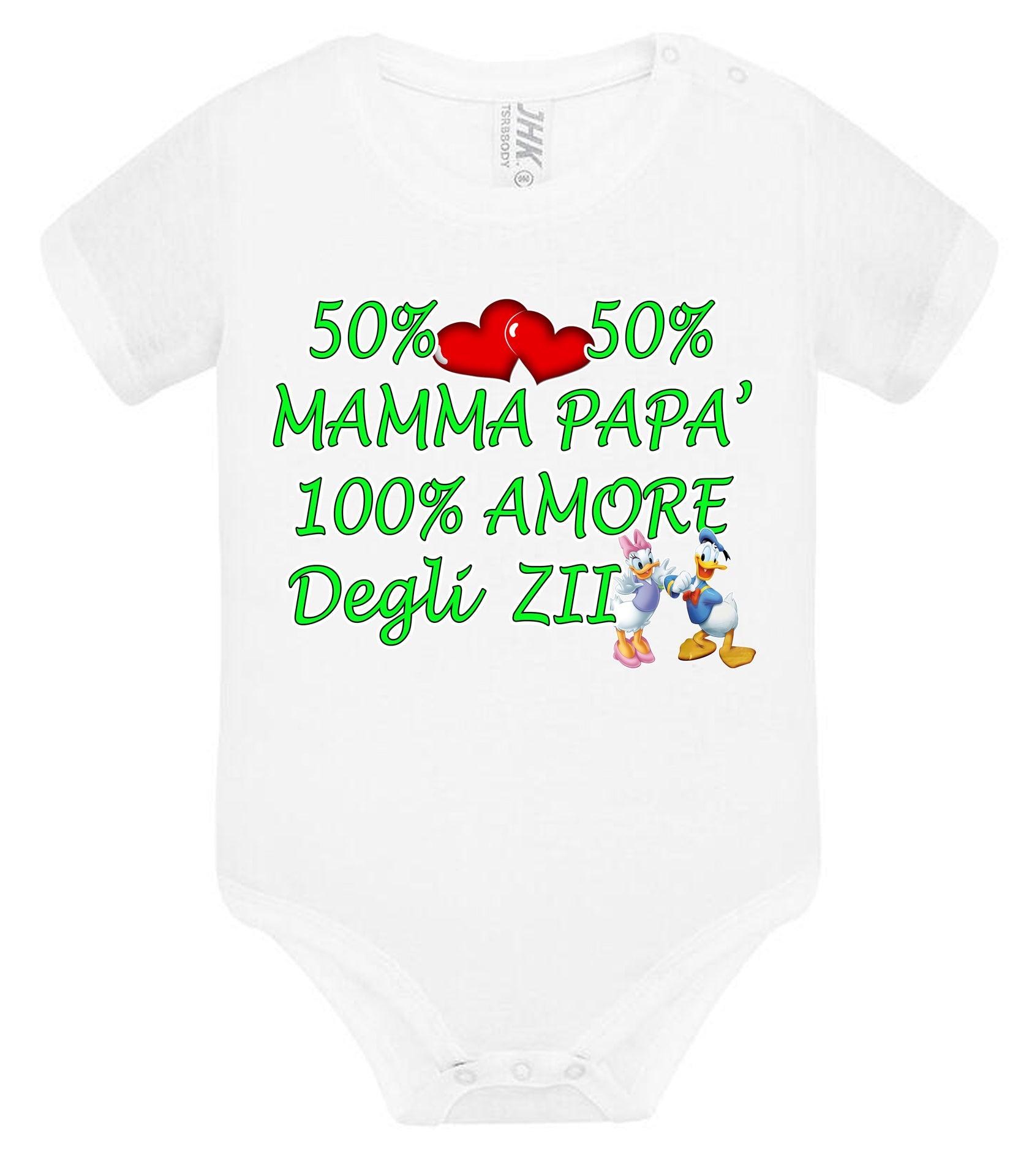 50% mamma 50% papà 100% amore degli ZII Body da bambino/a a maniche corte 100% cotone JHK STREET STYLE PRINT