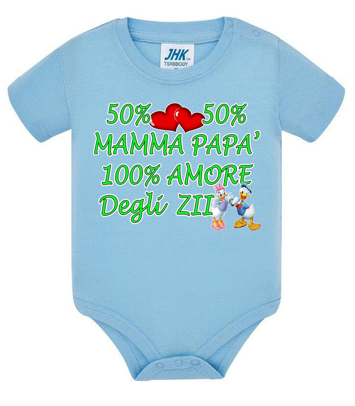 50% mamma 50% papà 100% amore degli ZII Body da bambino/a a maniche corte 100% cotone JHK STREET STYLE PRINT