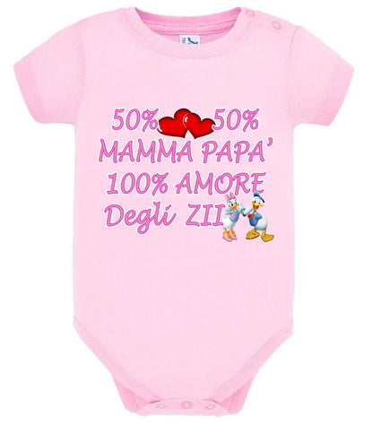 50% mamma 50% papà 100% amore degli ZII Body da bambino/a a maniche corte 100% cotone JHK STREET STYLE PRINT