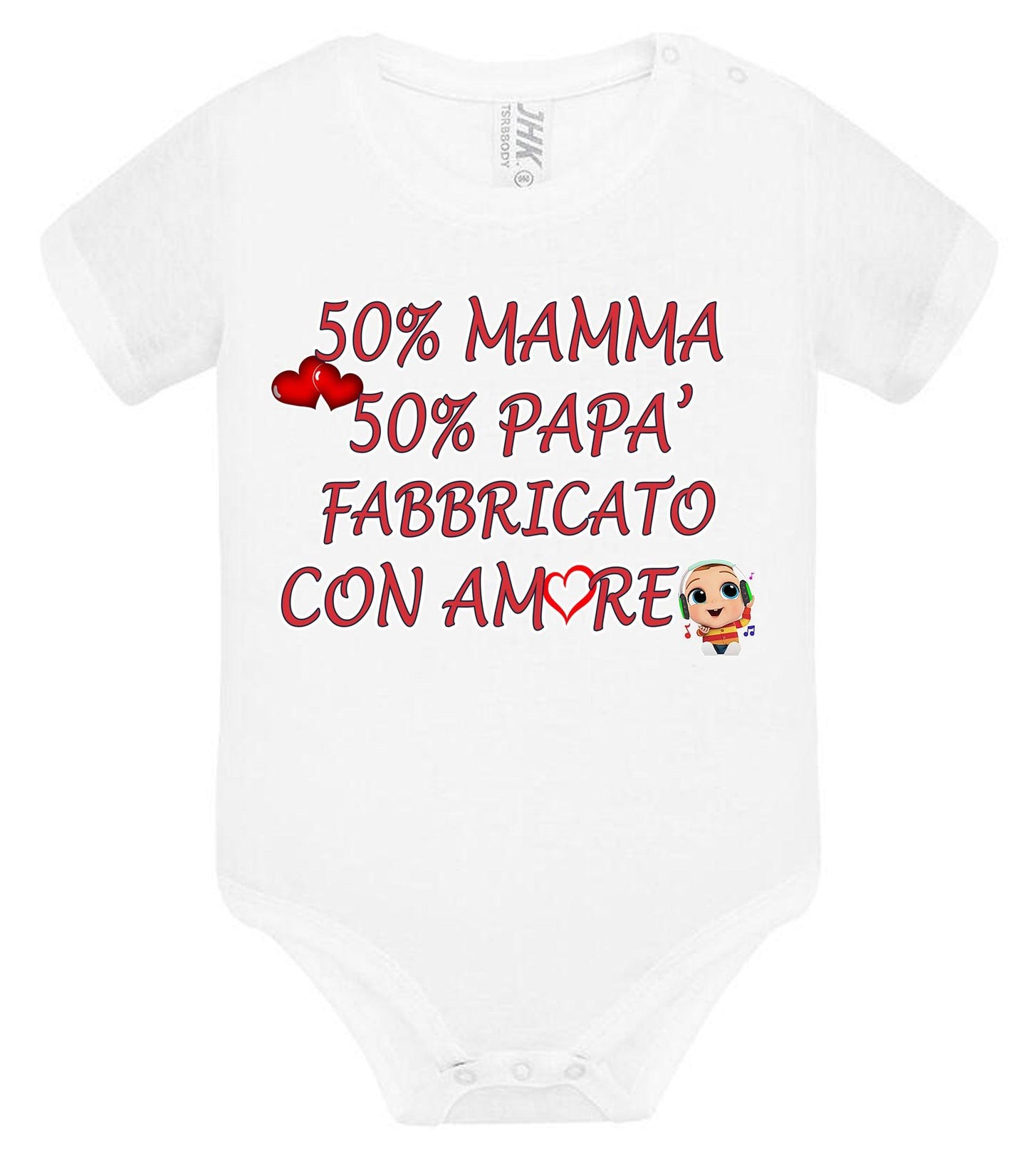 50% mamma 50% papà 100% Fabbricato con more Body da bambino/a a maniche corte 100% cotone JHK STREET STYLE PRINT