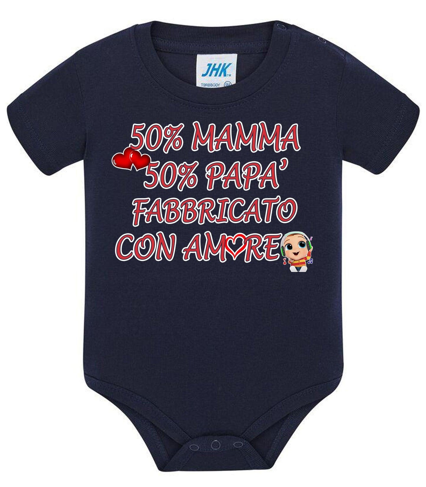 50% mamma 50% papà 100% Fabbricato con more Body da bambino/a a maniche corte 100% cotone JHK STREET STYLE PRINT