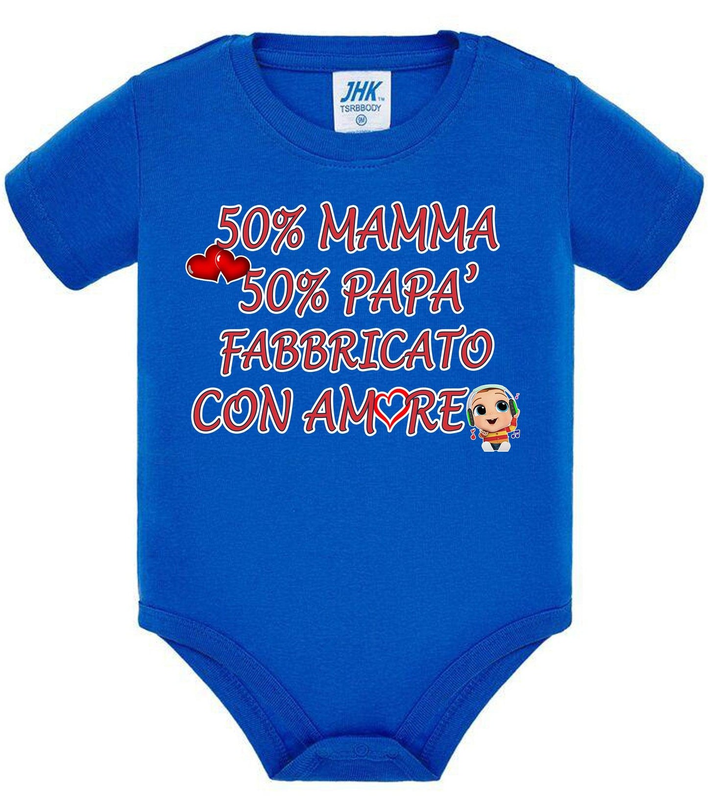 50% mamma 50% papà 100% Fabbricato con more Body da bambino/a a maniche corte 100% cotone JHK STREET STYLE PRINT