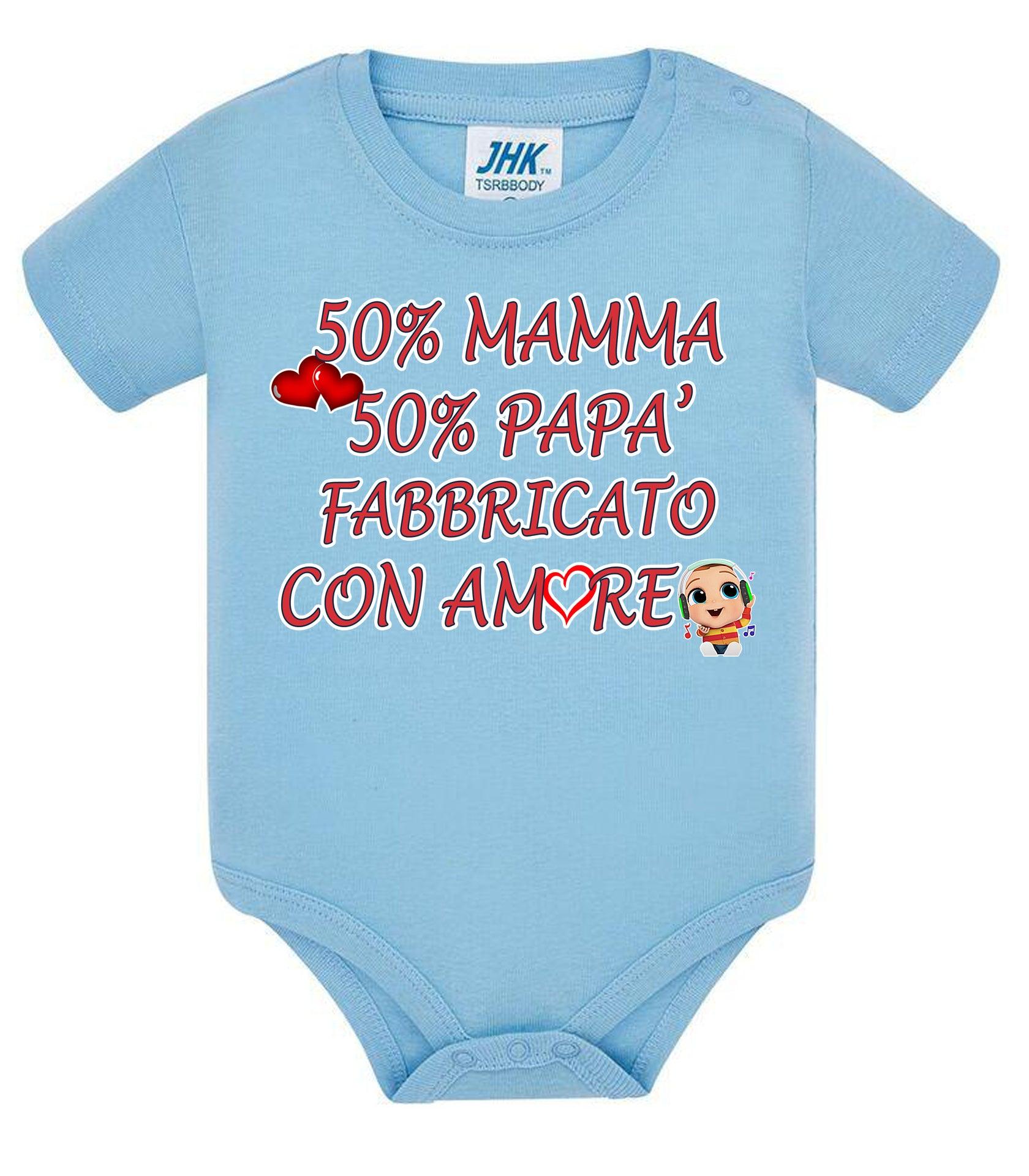 50% mamma 50% papà 100% Fabbricato con more Body da bambino/a a maniche corte 100% cotone JHK STREET STYLE PRINT