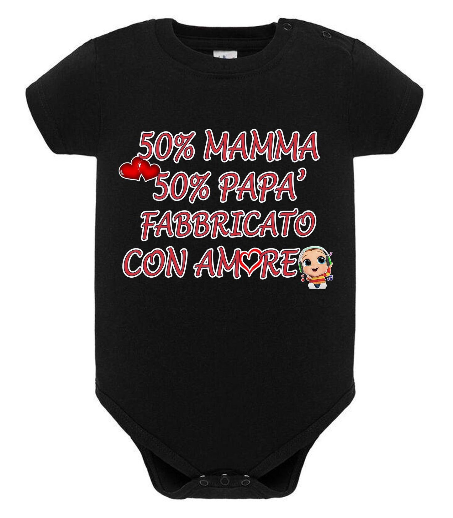 50% mamma 50% papà 100% Fabbricato con more Body da bambino/a a maniche corte 100% cotone JHK STREET STYLE PRINT