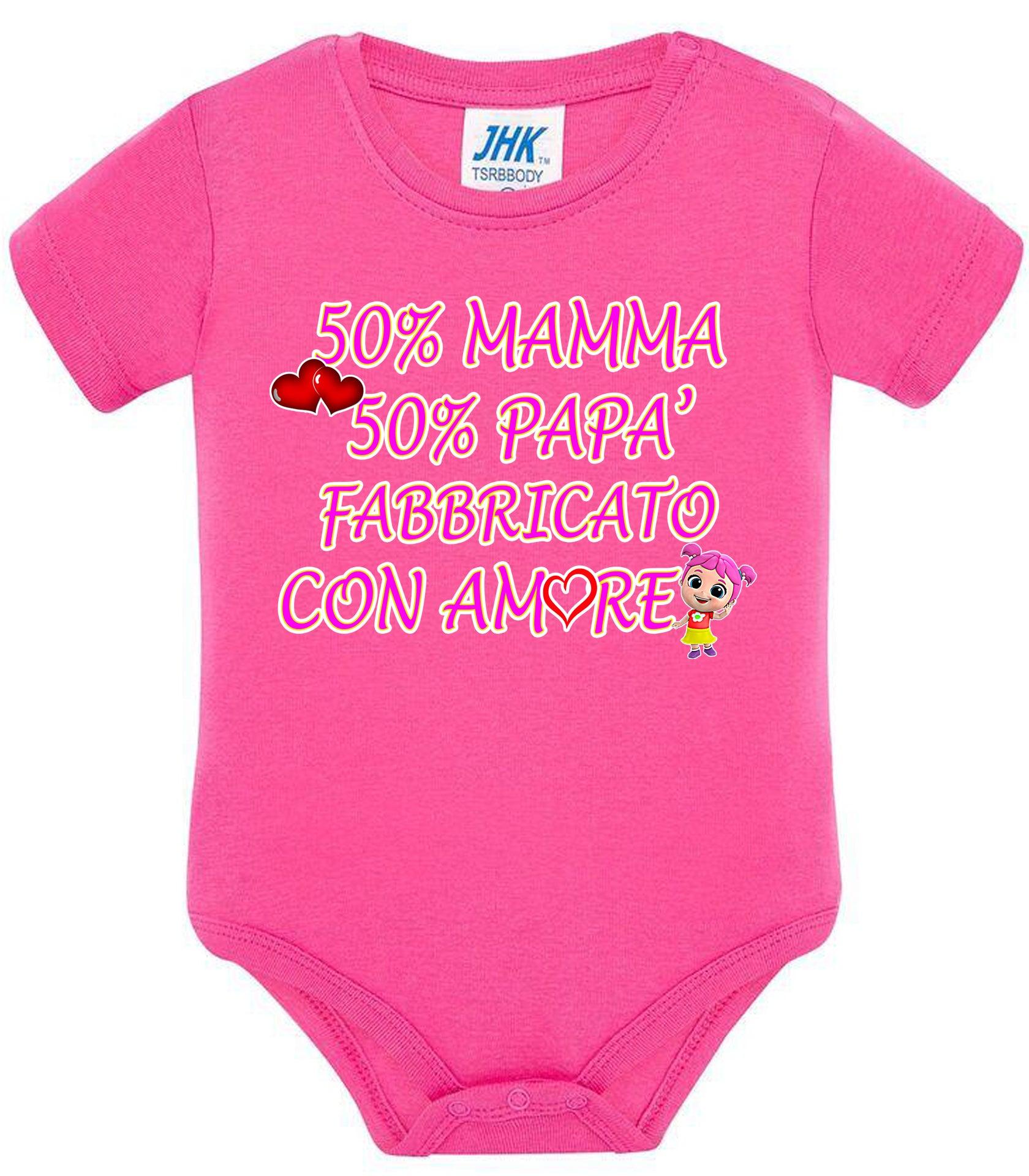 50% mamma 50% papà 100% Fabbricato con more Body da bambino/a a maniche corte 100% cotone JHK STREET STYLE PRINT