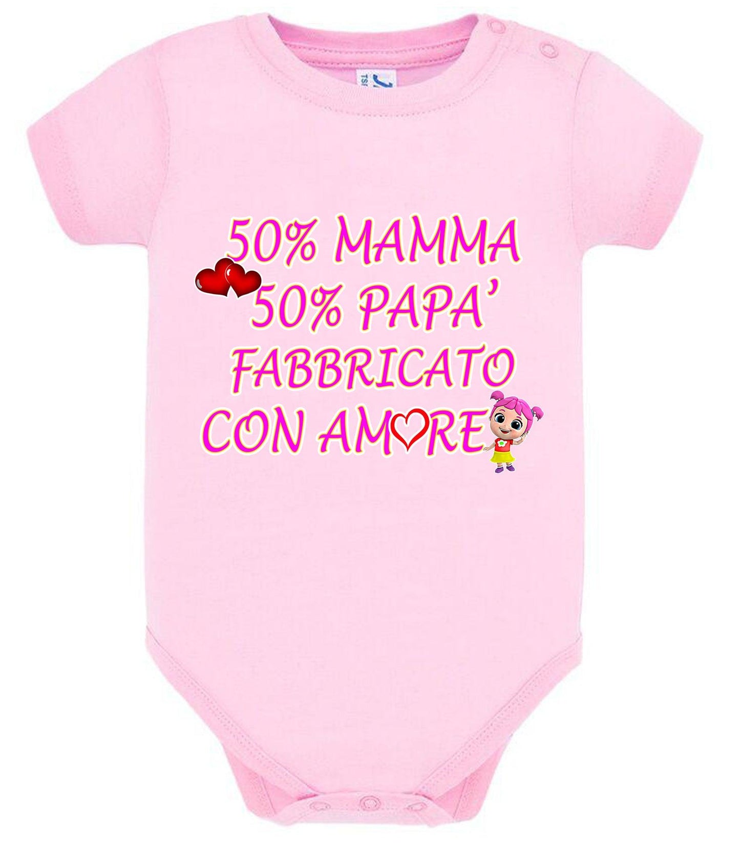 50% mamma 50% papà 100% Fabbricato con more Body da bambino/a a maniche corte 100% cotone JHK STREET STYLE PRINT