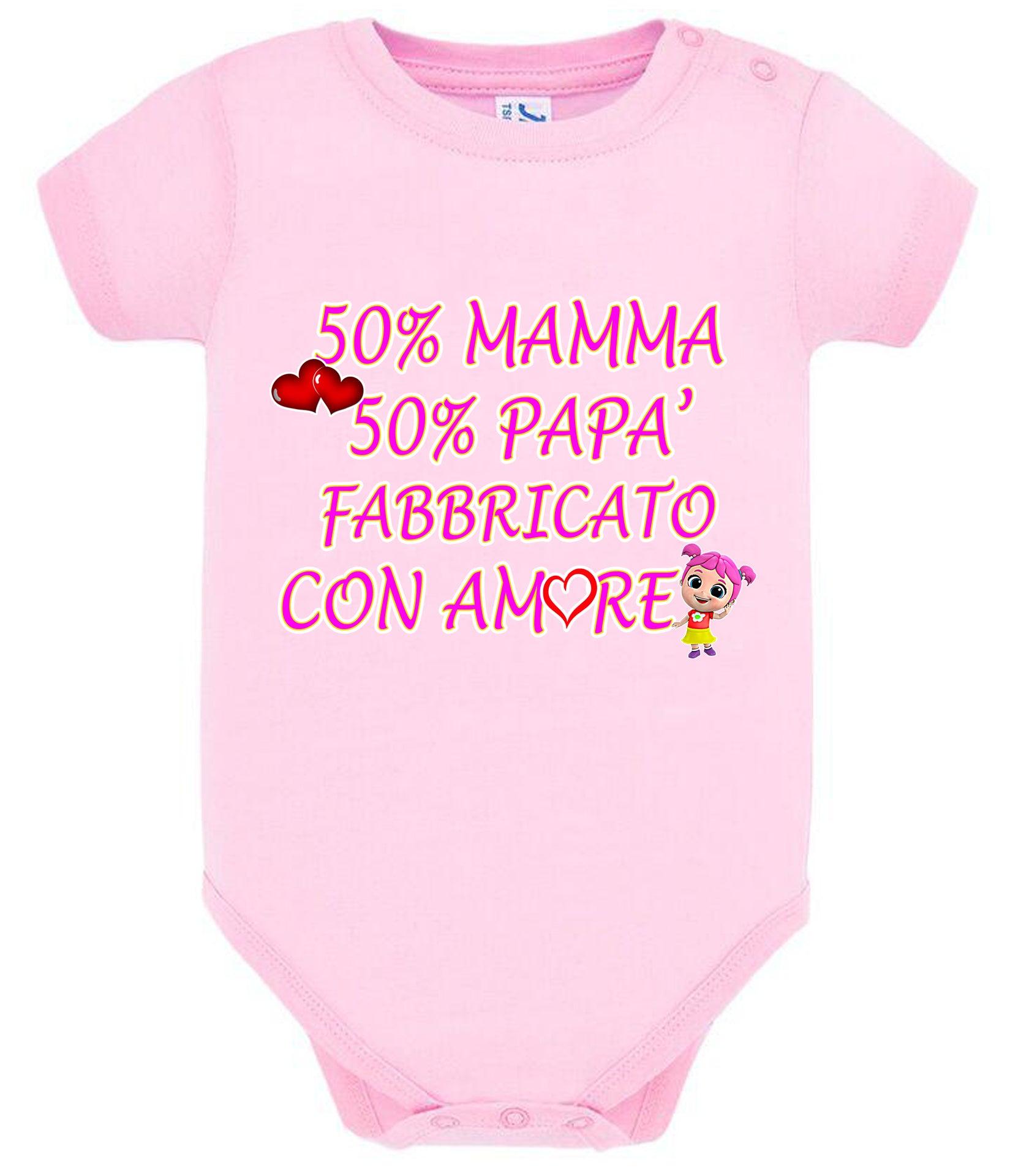 50% mamma 50% papà 100% Fabbricato con more Body da bambino/a a maniche corte 100% cotone JHK STREET STYLE PRINT