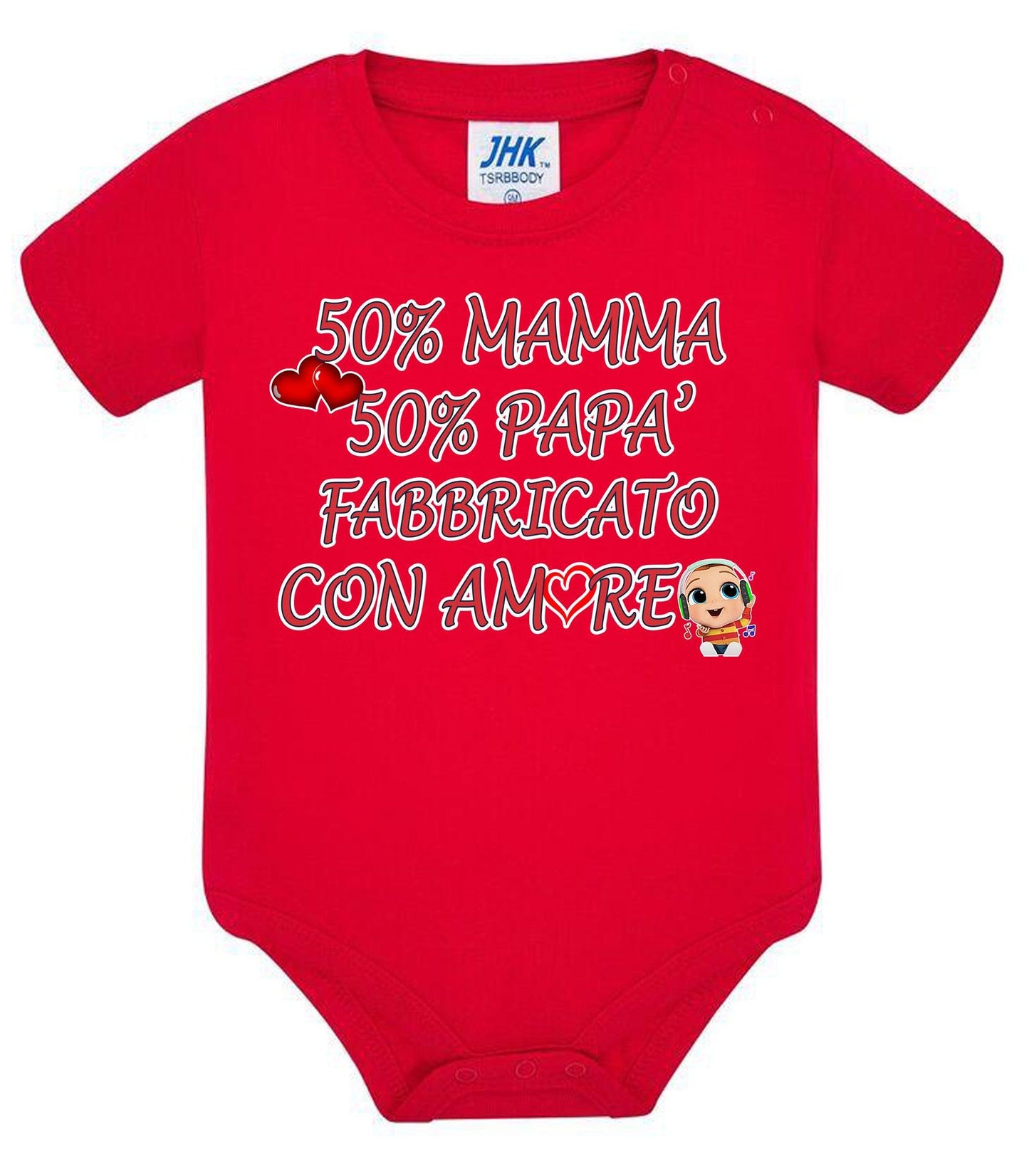 50% mamma 50% papà 100% Fabbricato con more Body da bambino/a a maniche corte 100% cotone JHK STREET STYLE PRINT