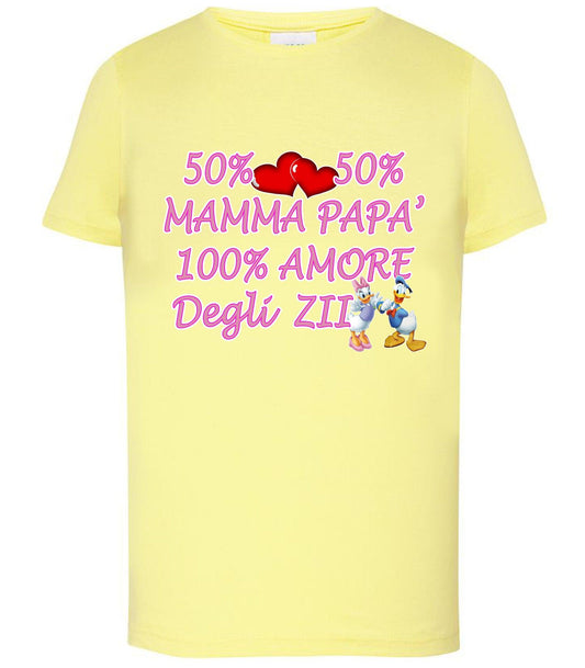 50% Mamma 50% Papà Amore degli ZII T-shirt solo da femmina Mod. Slim STREET STYLE