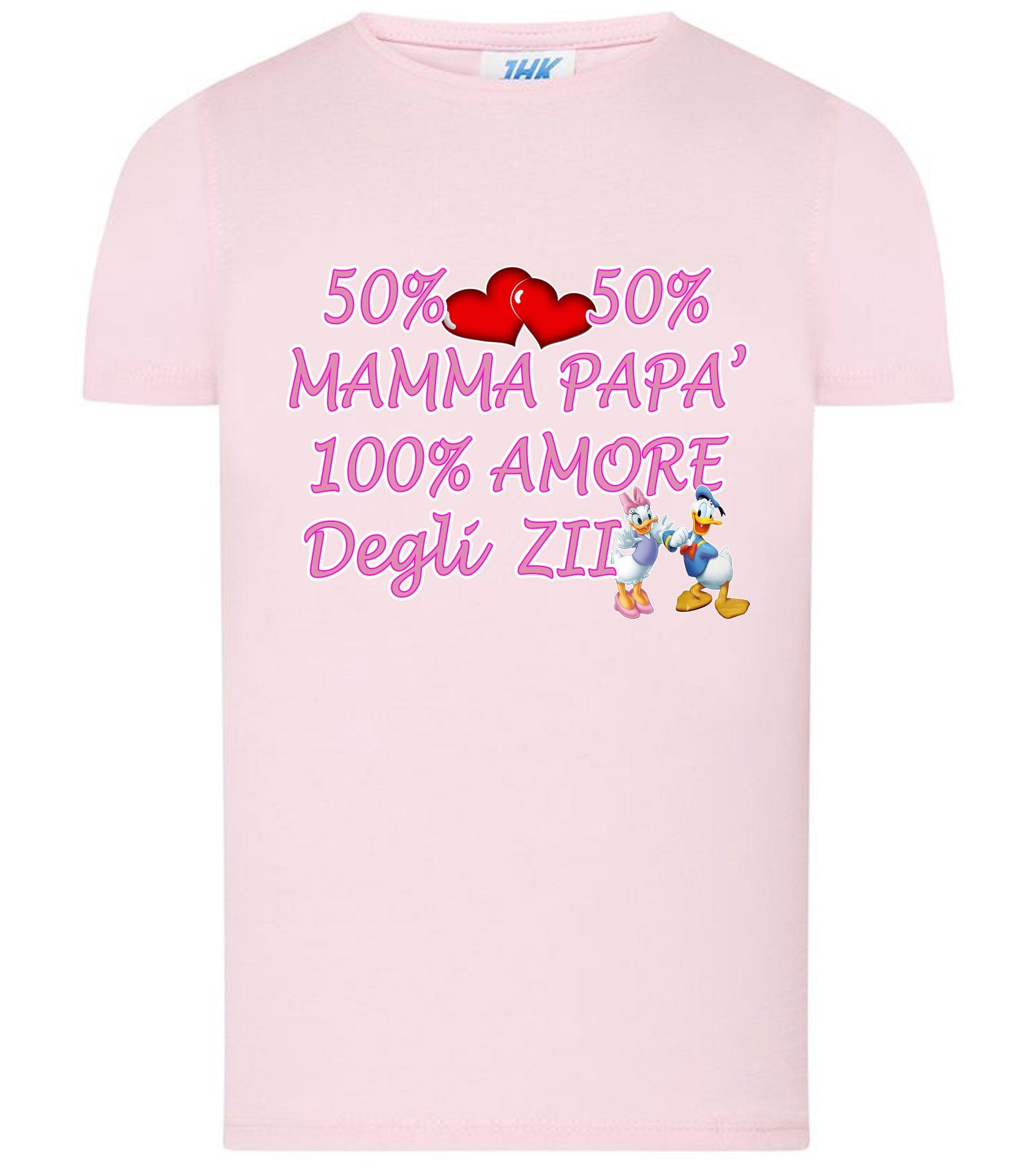 50% Mamma 50% Papà Amore degli ZII T-shirt solo da femmina Mod. Slim STREET STYLE