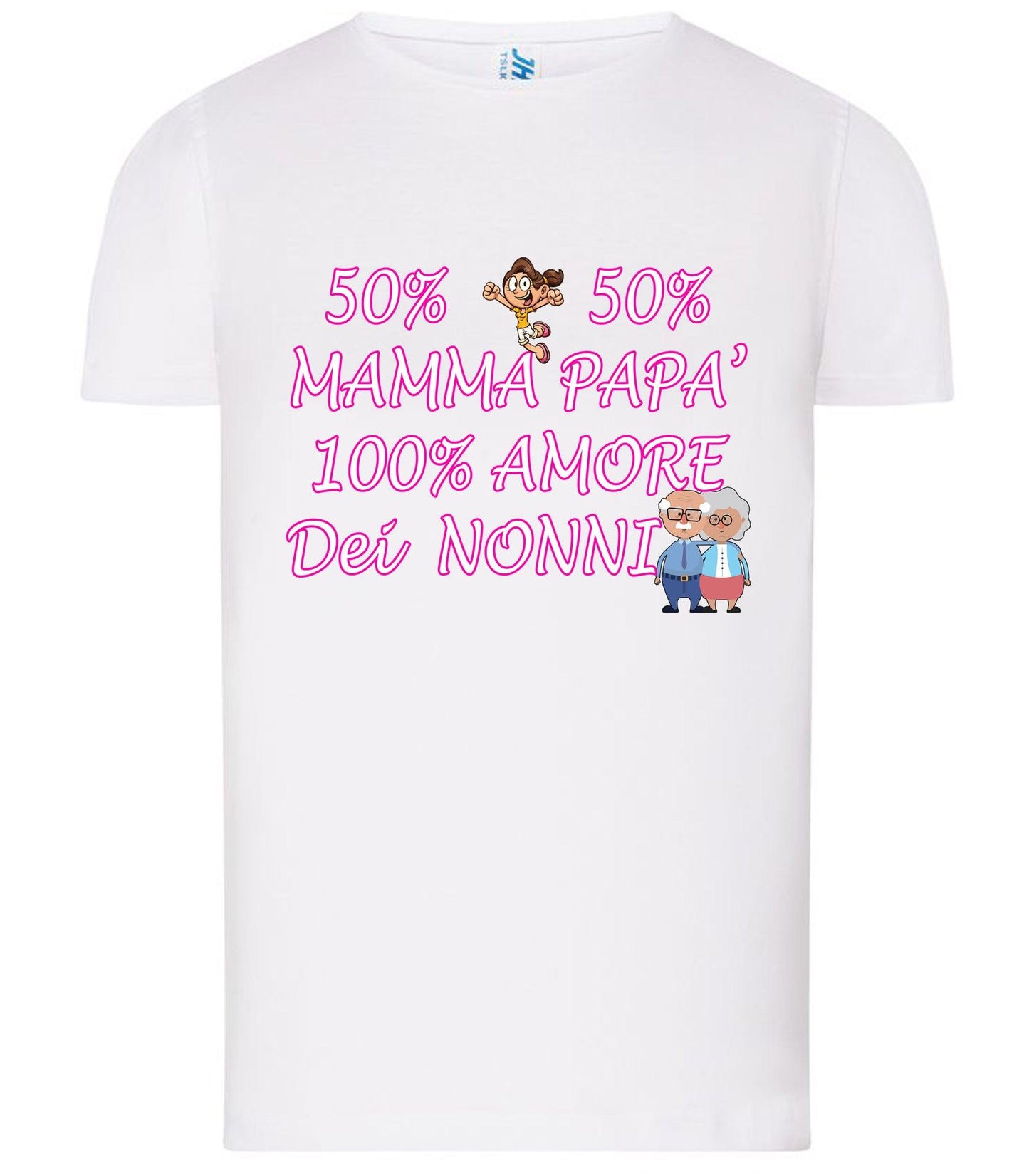 50% Mamma 50% Papà Amore dei Nonni T-shirt solo da femmina Mod. Slim STREET STYLE