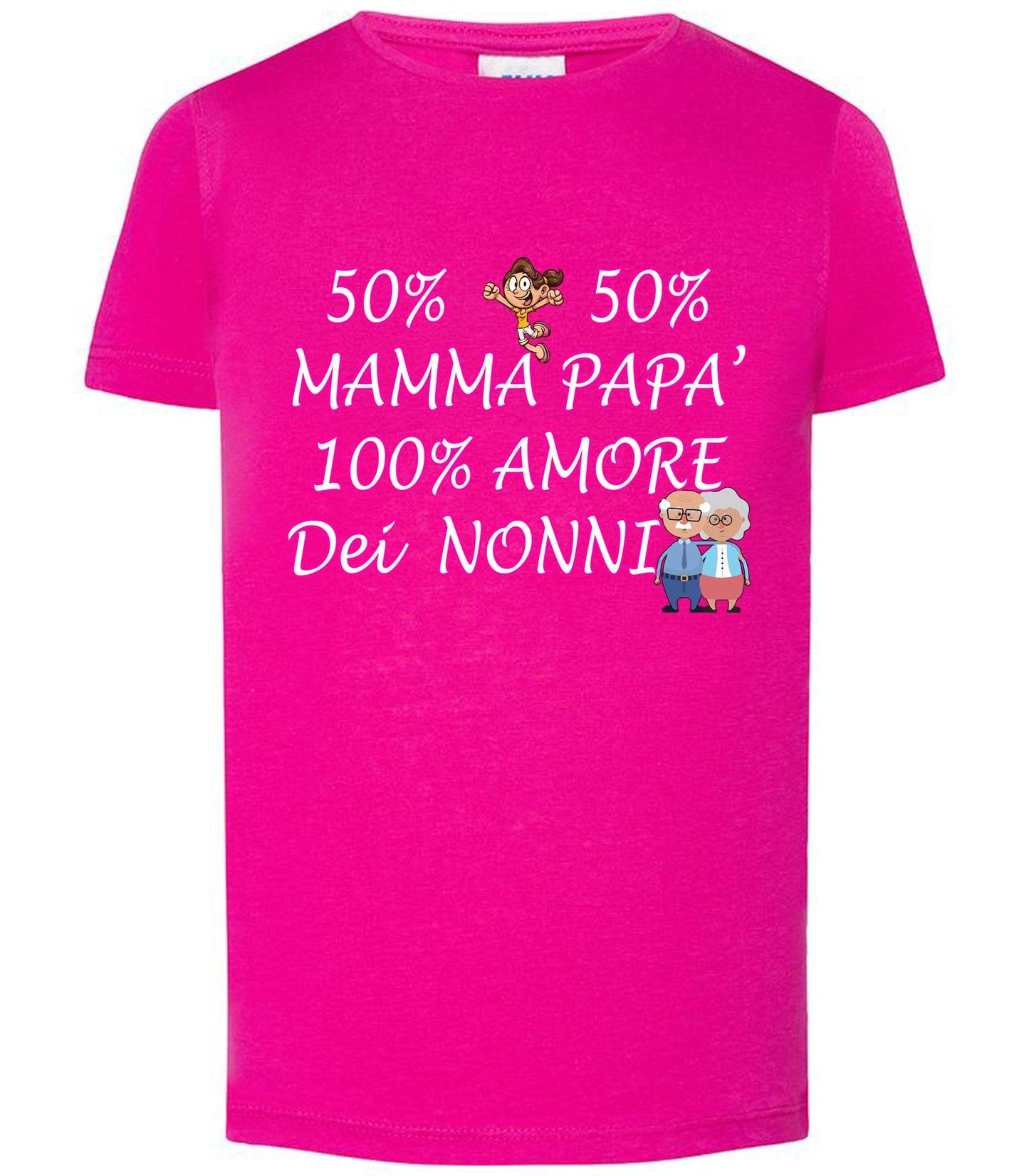 50% Mamma 50% Papà Amore dei Nonni T-shirt solo da femmina Mod. Slim STREET STYLE