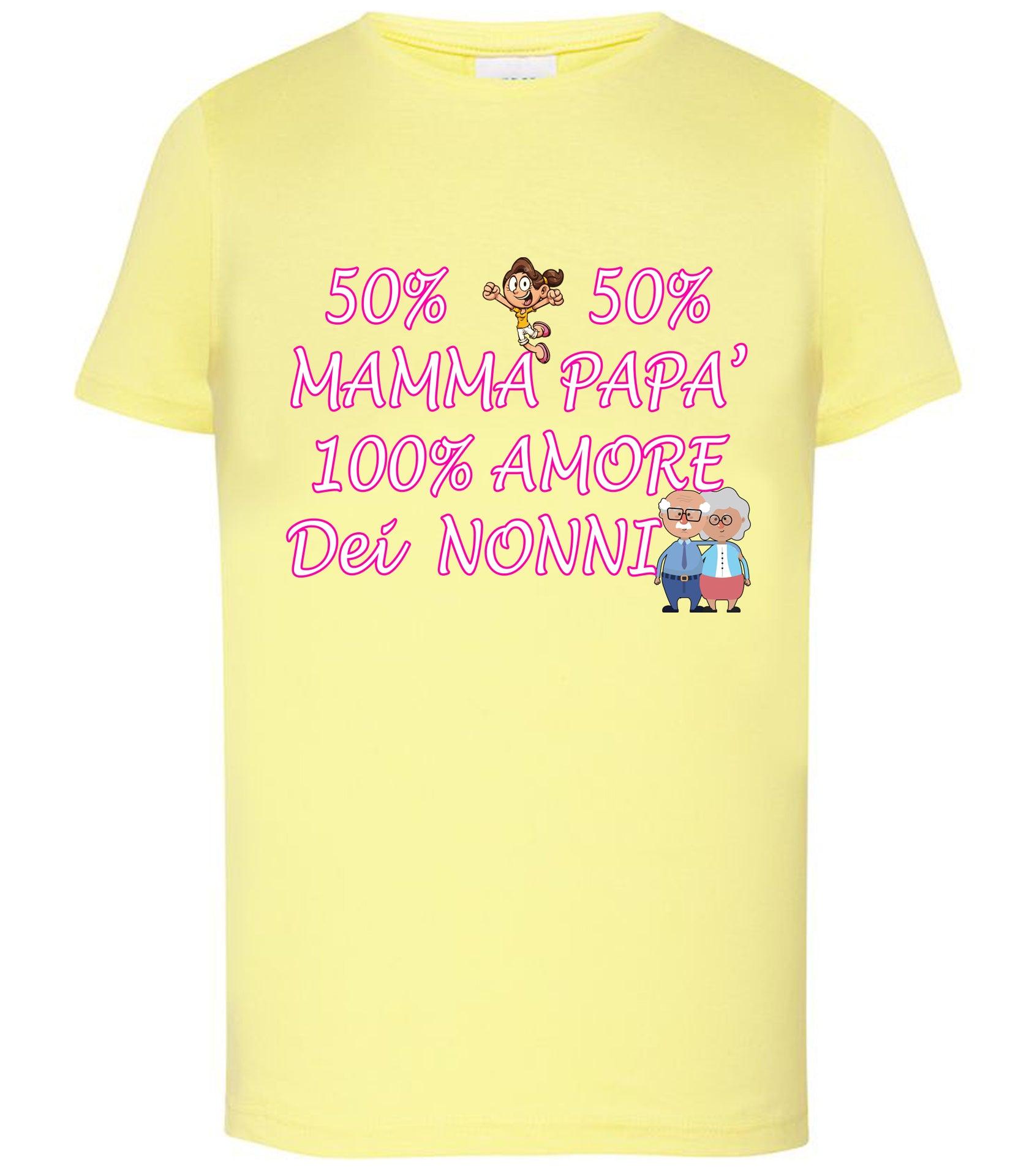 50% Mamma 50% Papà Amore dei Nonni T-shirt solo da femmina Mod. Slim STREET STYLE