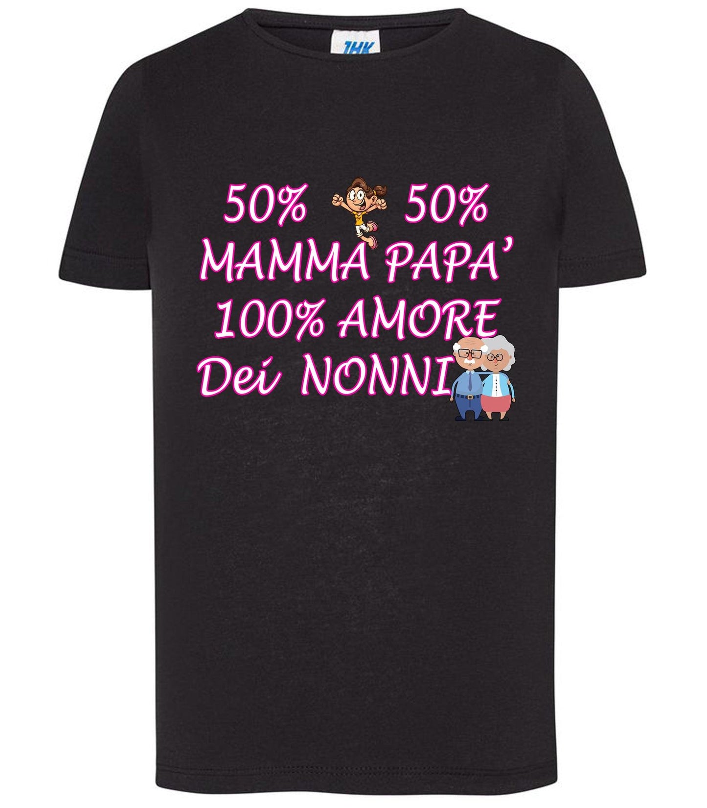 50% Mamma 50% Papà Amore dei Nonni T-shirt solo da femmina Mod. Slim STREET STYLE