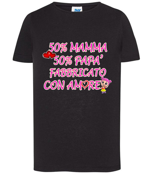 50% Mamma 50% Papà' Fabbricato Con Aamore T-shirt solo da femmina Mod. Slim STREET STYLE
