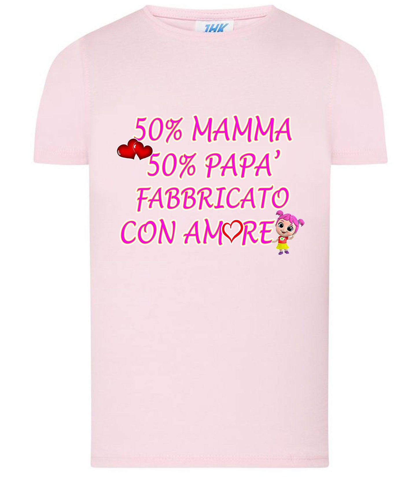 50% Mamma 50% Papà' Fabbricato Con Aamore T-shirt solo da femmina Mod. Slim STREET STYLE