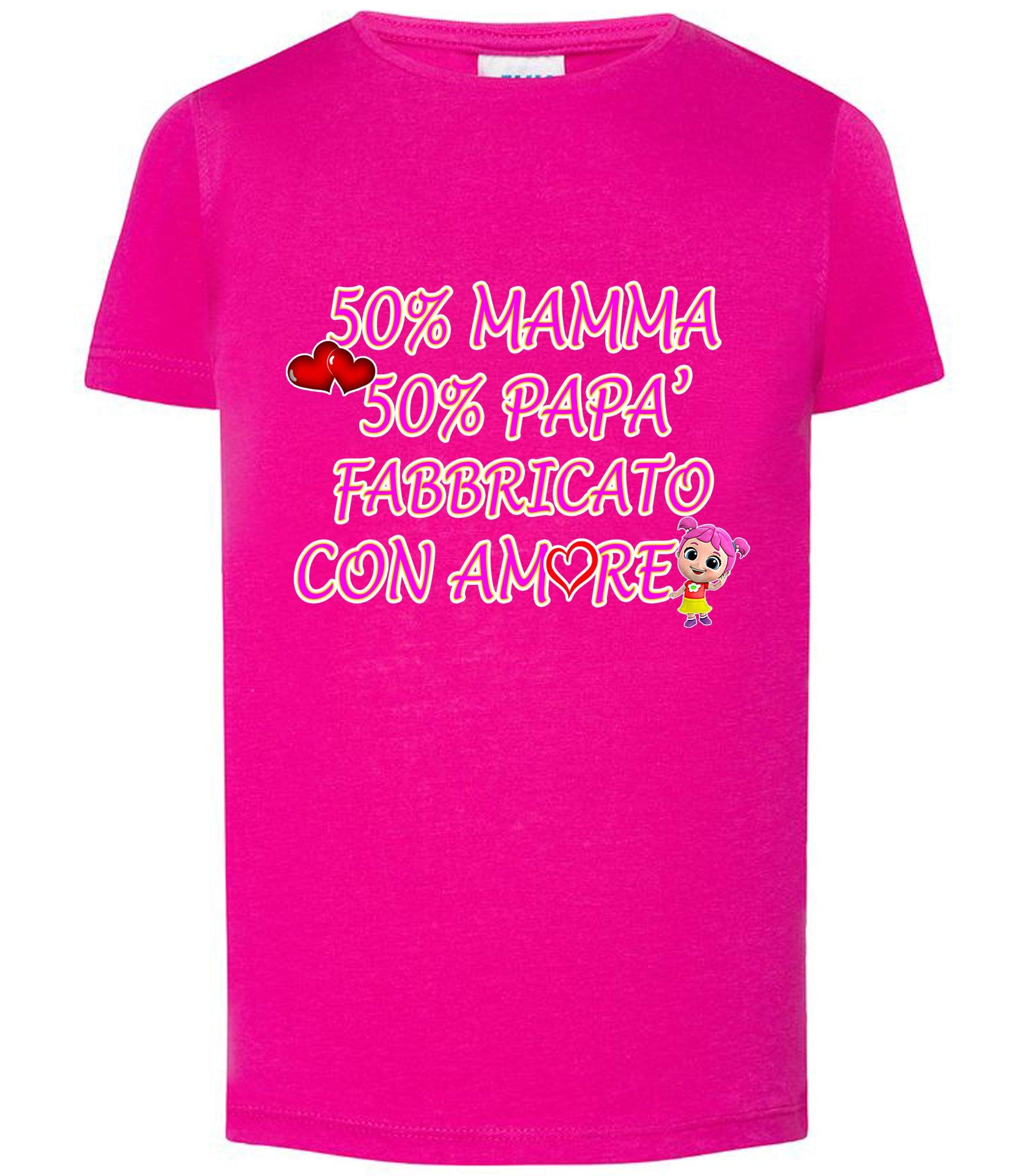 50% Mamma 50% Papà' Fabbricato Con Aamore T-shirt solo da femmina Mod. Slim STREET STYLE