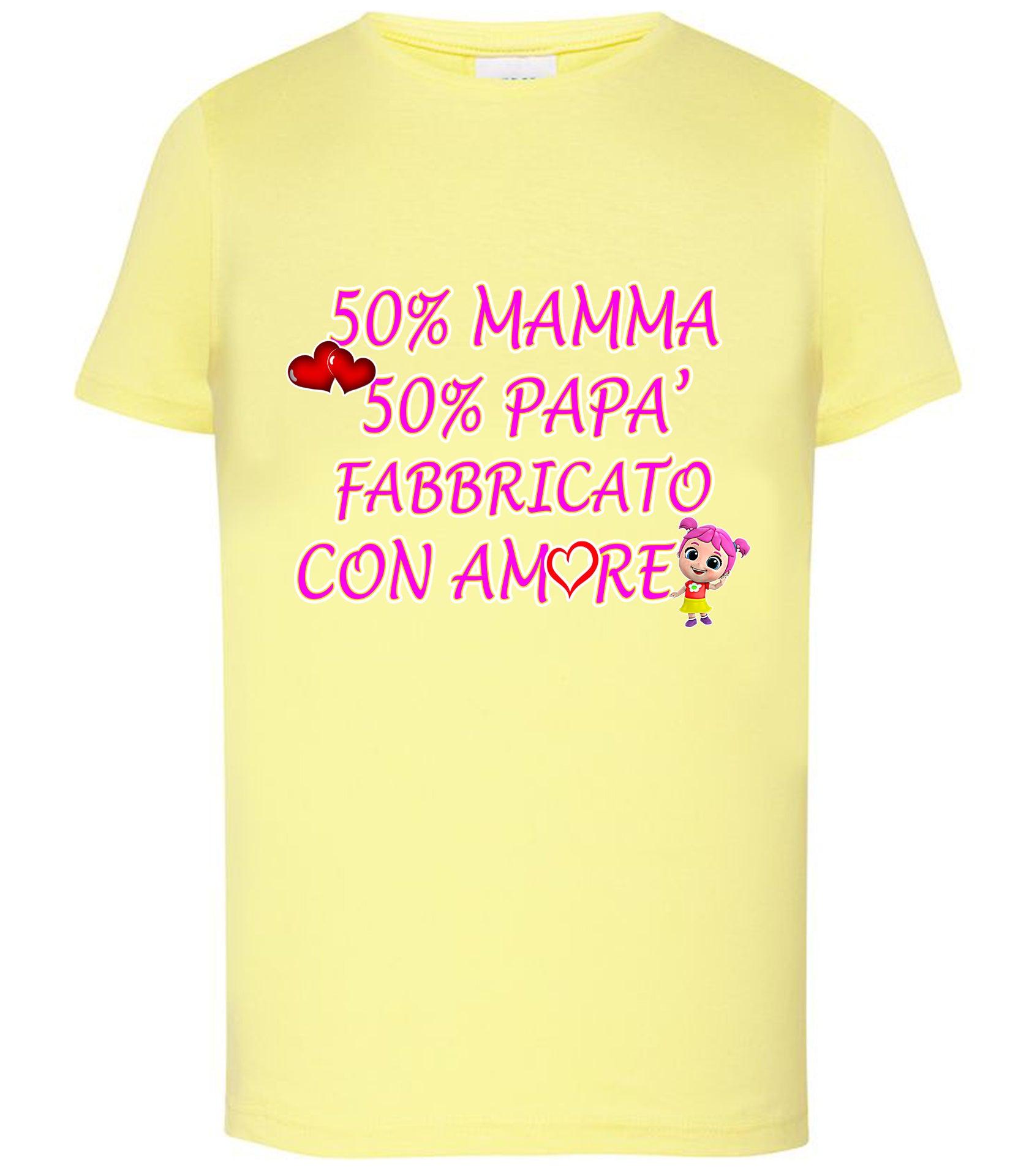 50% Mamma 50% Papà' Fabbricato Con Aamore T-shirt solo da femmina Mod. Slim STREET STYLE