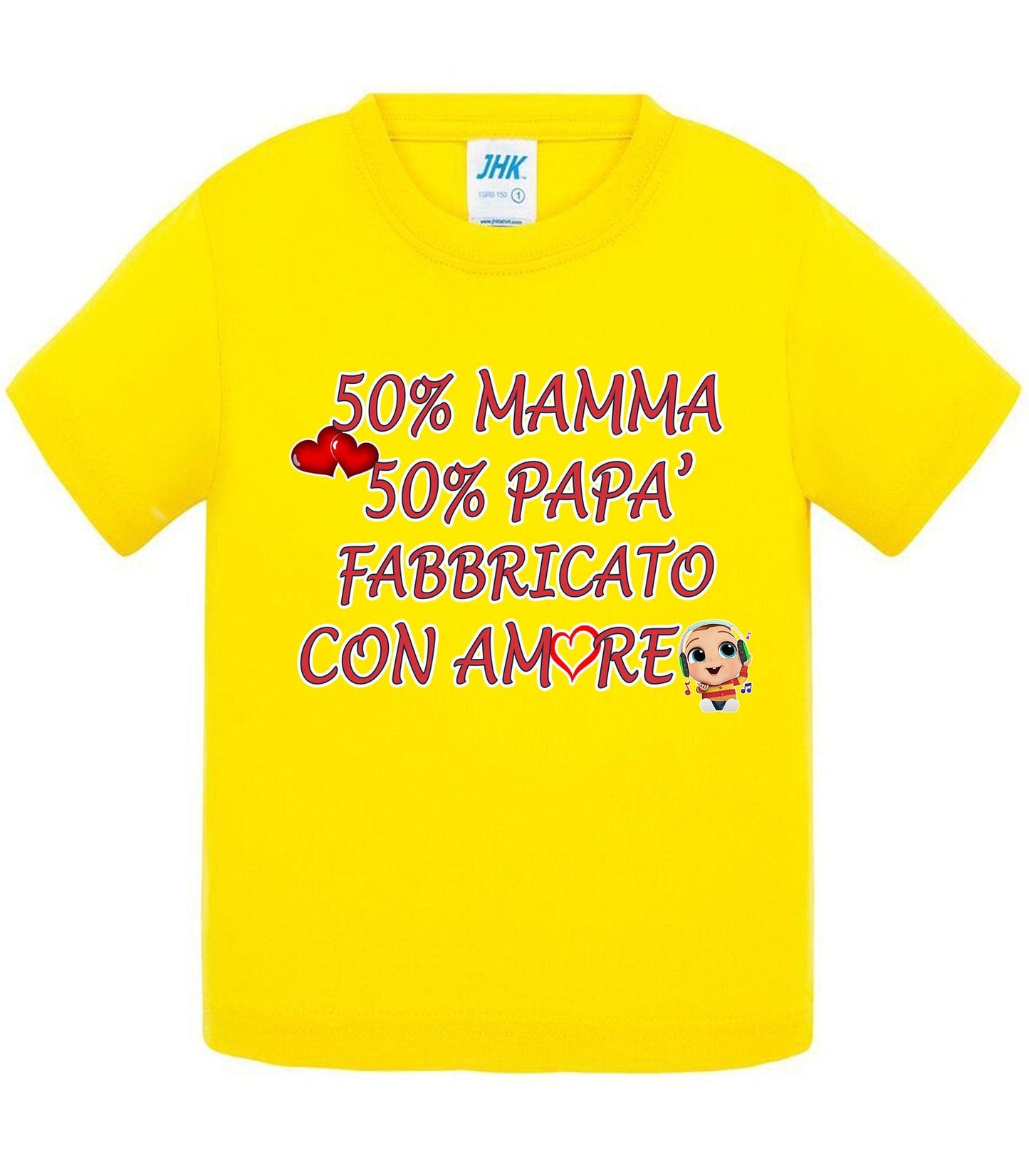 50%Mamma 50% Papà Fabbricato con Amore - T-shirt per Bambino/a Mod. Baby & Kid Da 0 a 8 anni STREET STYLE