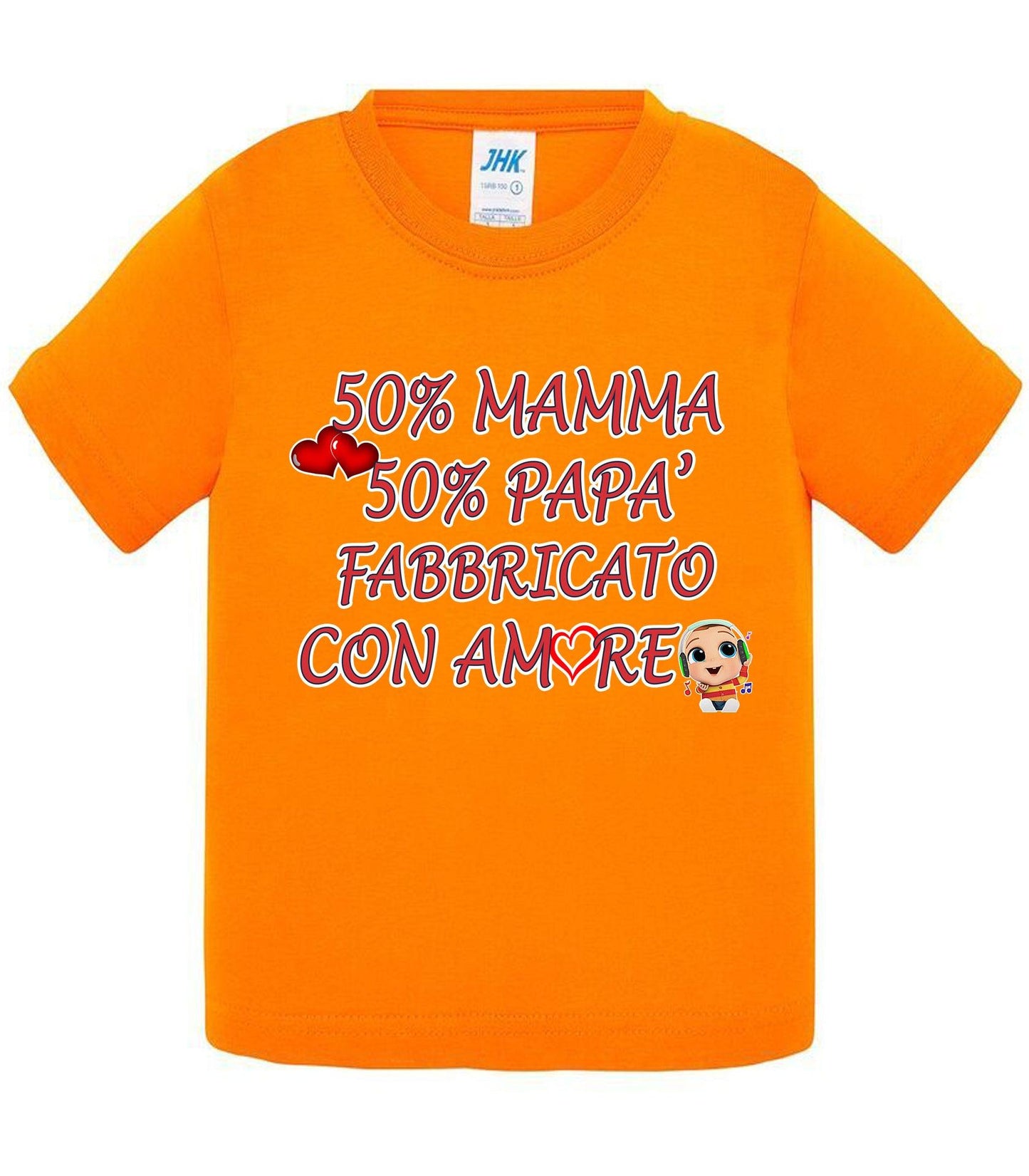 50%Mamma 50% Papà Fabbricato con Amore - T-shirt per Bambino/a Mod. Baby & Kid Da 0 a 8 anni STREET STYLE