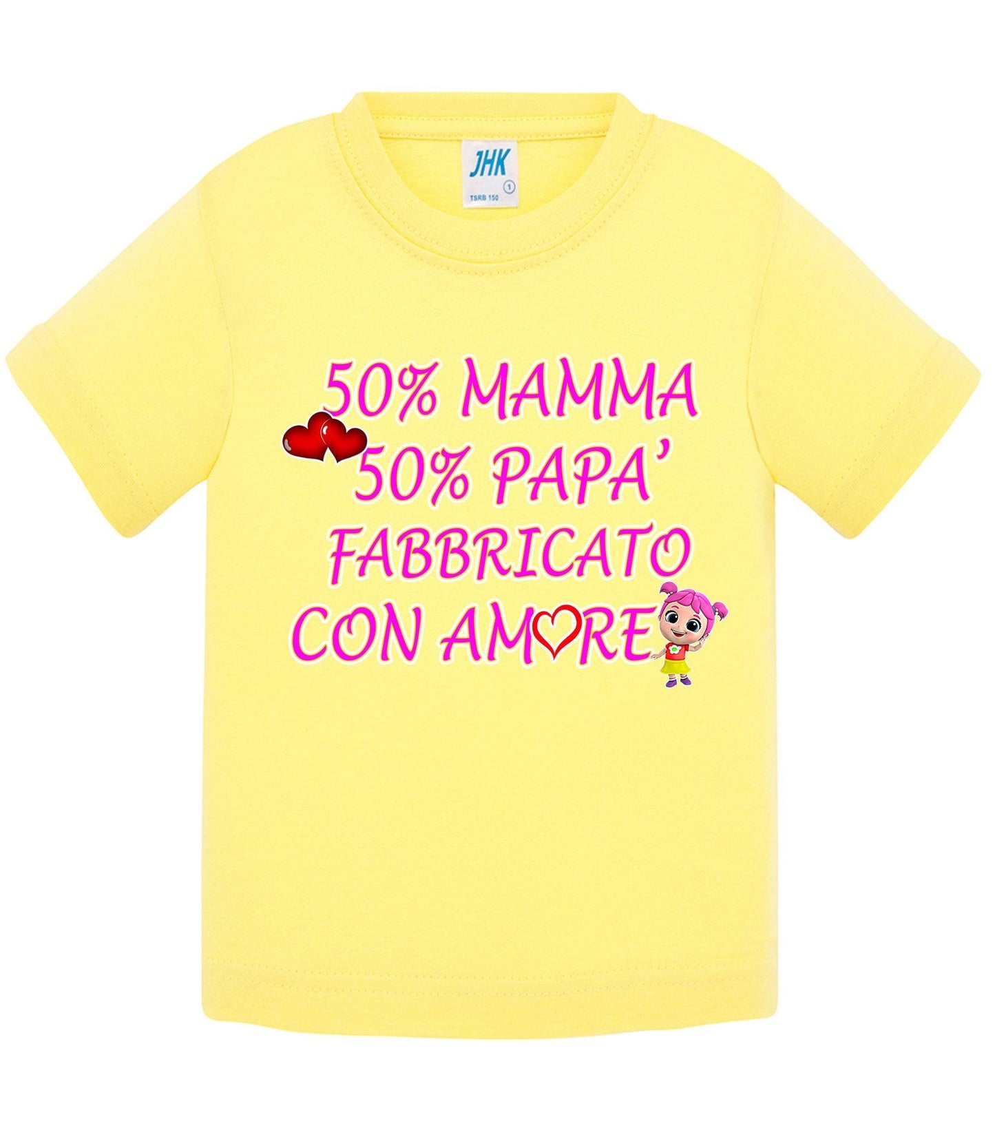 50%Mamma 50% Papà Fabbricato con Amore - T-shirt per Bambino/a Mod. Baby & Kid Da 0 a 8 anni STREET STYLE