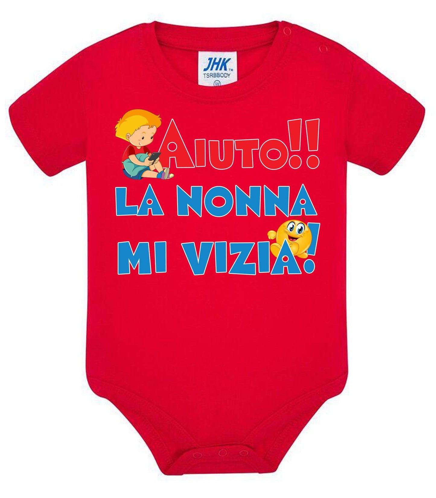 Aiuto la Nonna mi Vizia Body da bambino/a a maniche corte 100% cotone JHK STREET STYLE PRINT