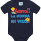 Aiuto la Nonna mi Vizia Body da bambino/a a maniche corte 100% cotone JHK STREET STYLE PRINT