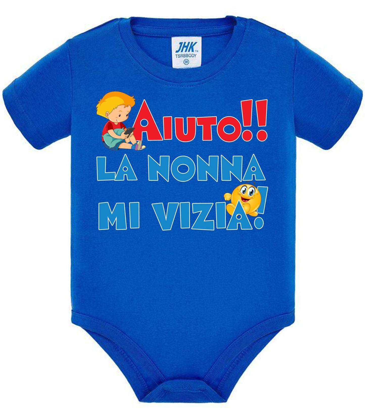 Aiuto la Nonna mi Vizia Body da bambino/a a maniche corte 100% cotone JHK STREET STYLE PRINT