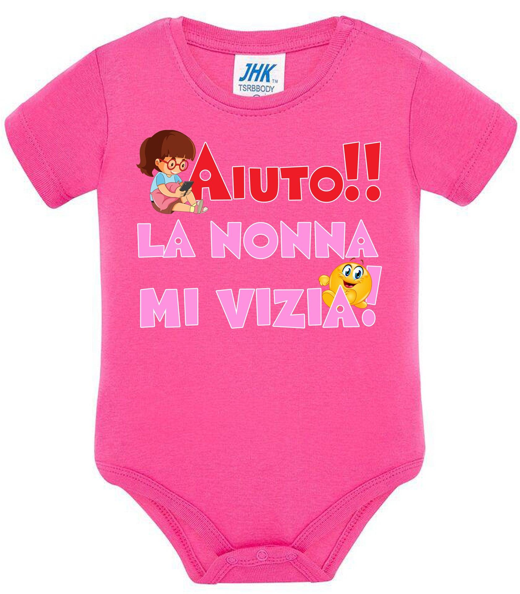 Aiuto la Nonna mi Vizia Body da bambino/a a maniche corte 100% cotone JHK STREET STYLE PRINT