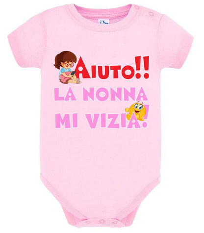 Aiuto la Nonna mi Vizia Body da bambino/a a maniche corte 100% cotone JHK STREET STYLE PRINT