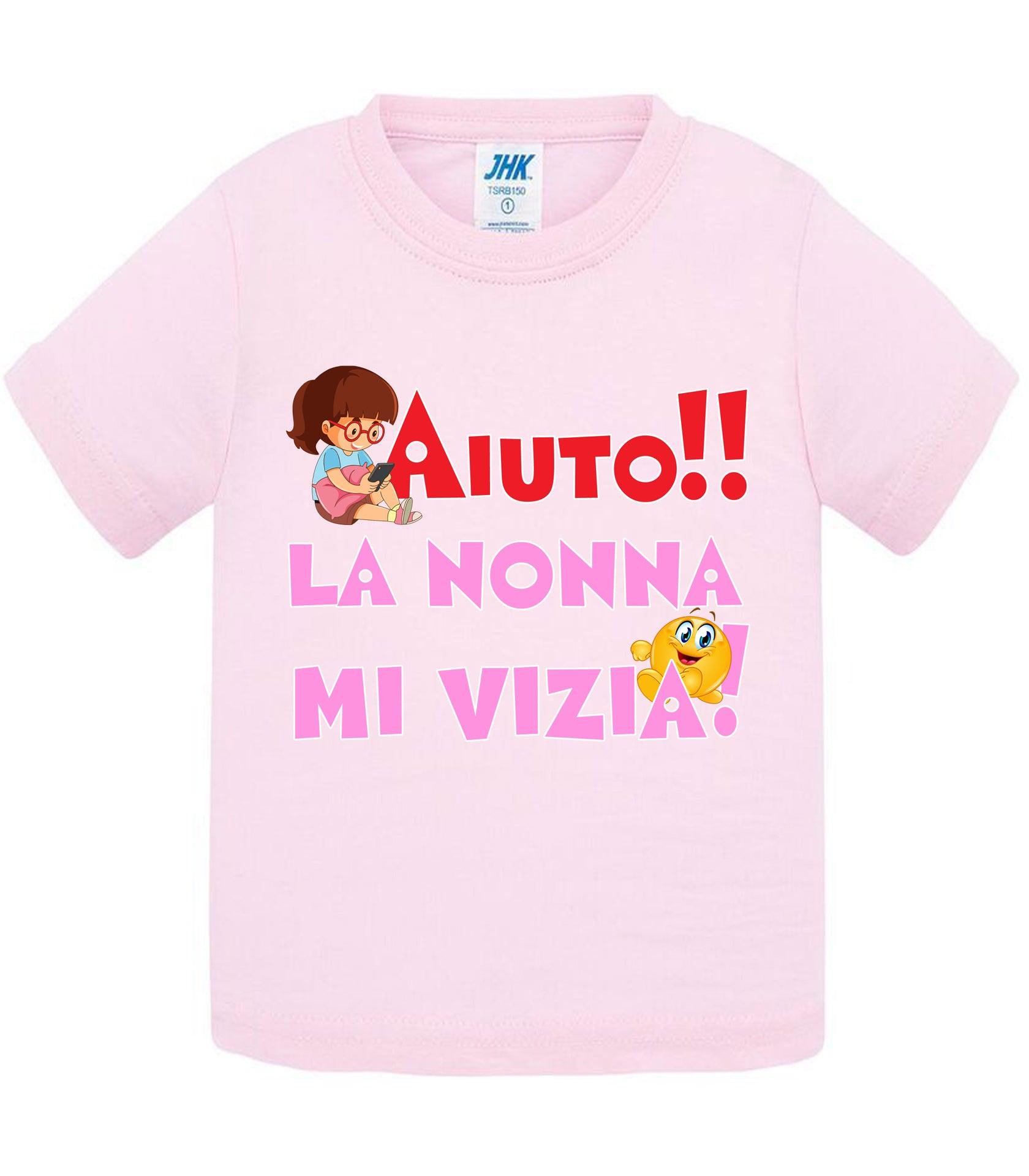 Aiuto la Nonna MI Vizia - T-shirt per Bambino/a Mod. Baby & Kid Da 0 a 8 anni STREET STYLE