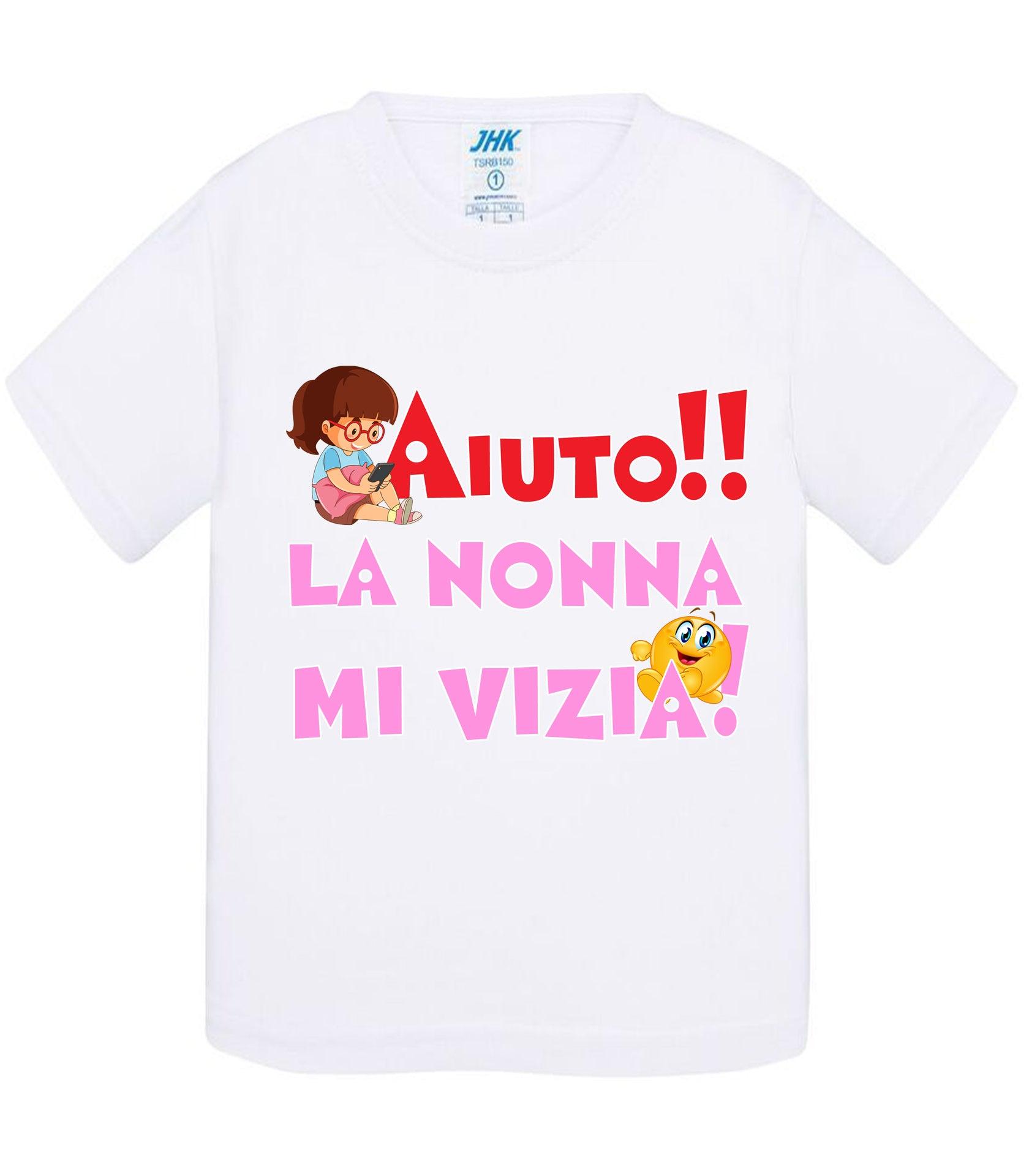 Aiuto la Nonna MI Vizia - T-shirt per Bambino/a Mod. Baby & Kid Da 0 a 8 anni STREET STYLE