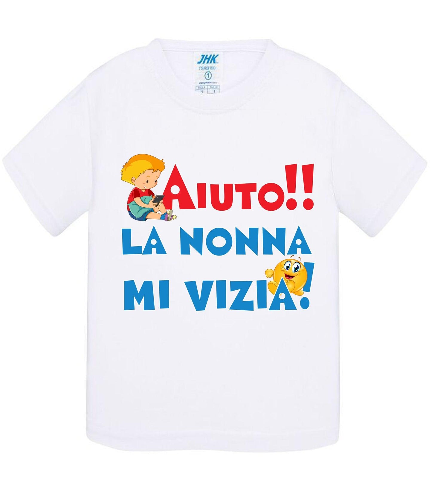 Aiuto la Nonna MI Vizia - T-shirt per Bambino/a Mod. Baby & Kid Da 0 a 8 anni STREET STYLE