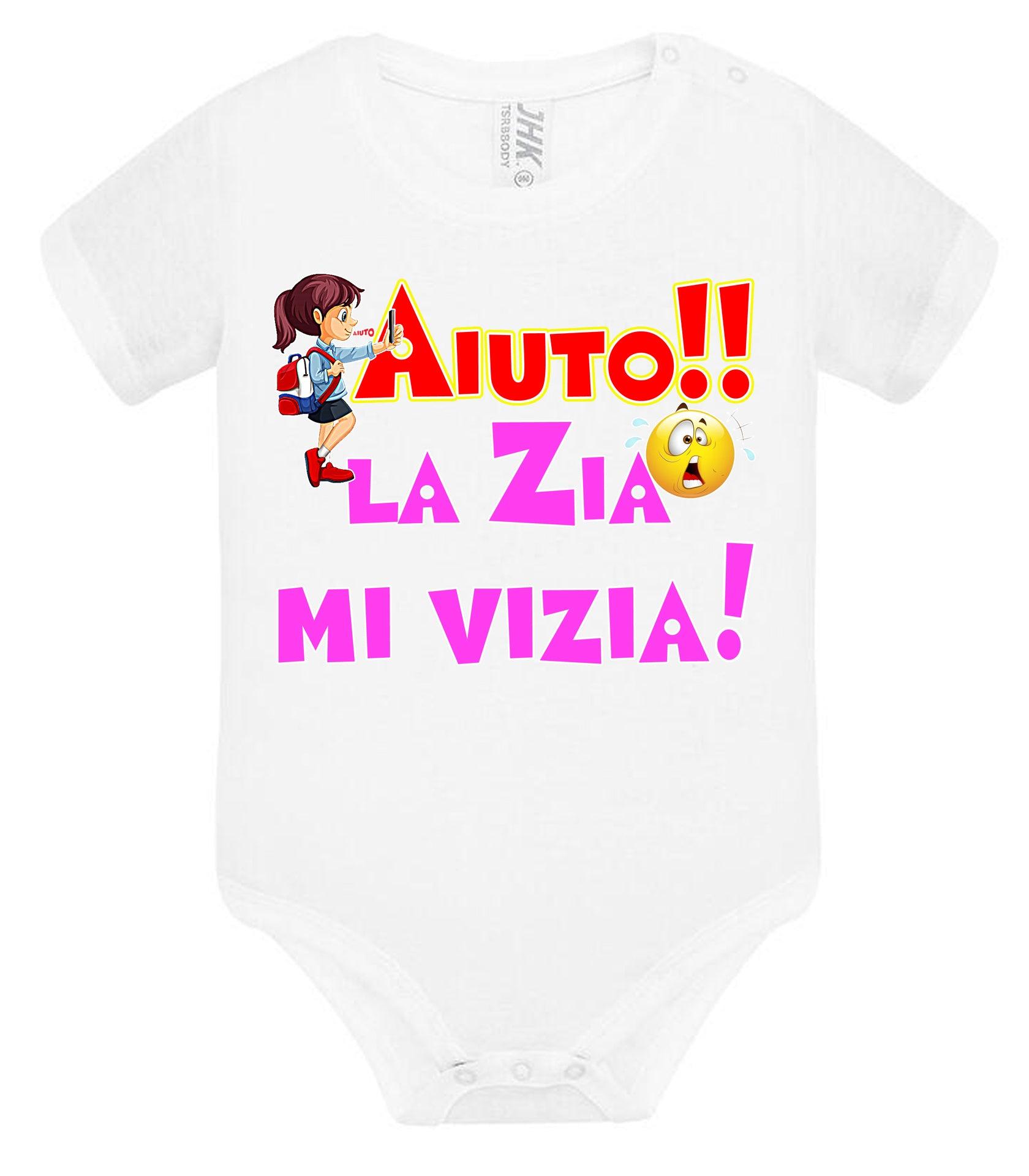 Aiuto la Zia o lo Zio mi Vizia Body da bambino/a a maniche corte 100% cotone JHK STREET STYLE PRINT