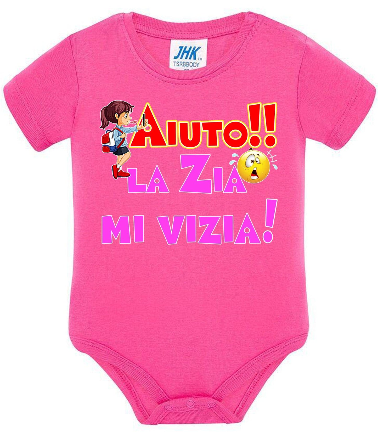 Aiuto la Zia o lo Zio mi Vizia Body da bambino/a a maniche corte 100% cotone JHK STREET STYLE PRINT