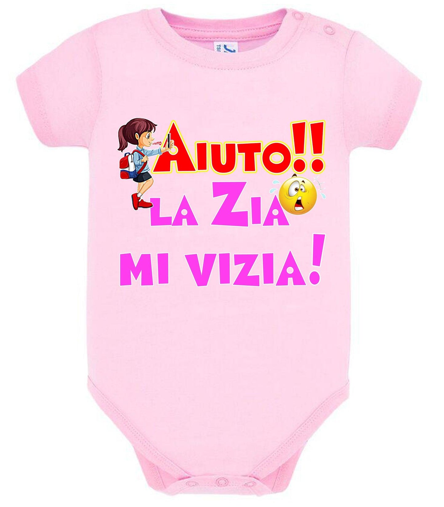 Aiuto la Zia o lo Zio mi Vizia Body da bambino/a a maniche corte 100% cotone JHK STREET STYLE PRINT